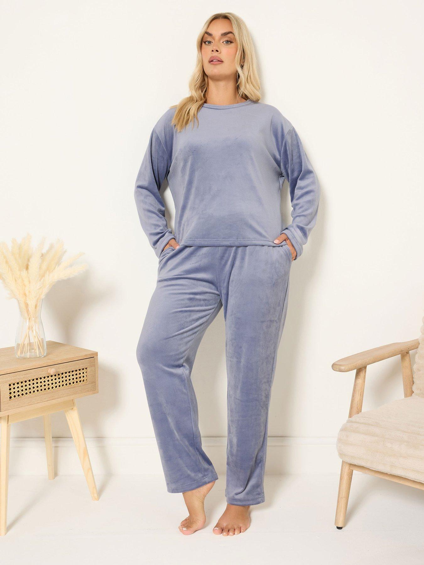 Yours Curve Super Luxe Pyjama Set - Blue
