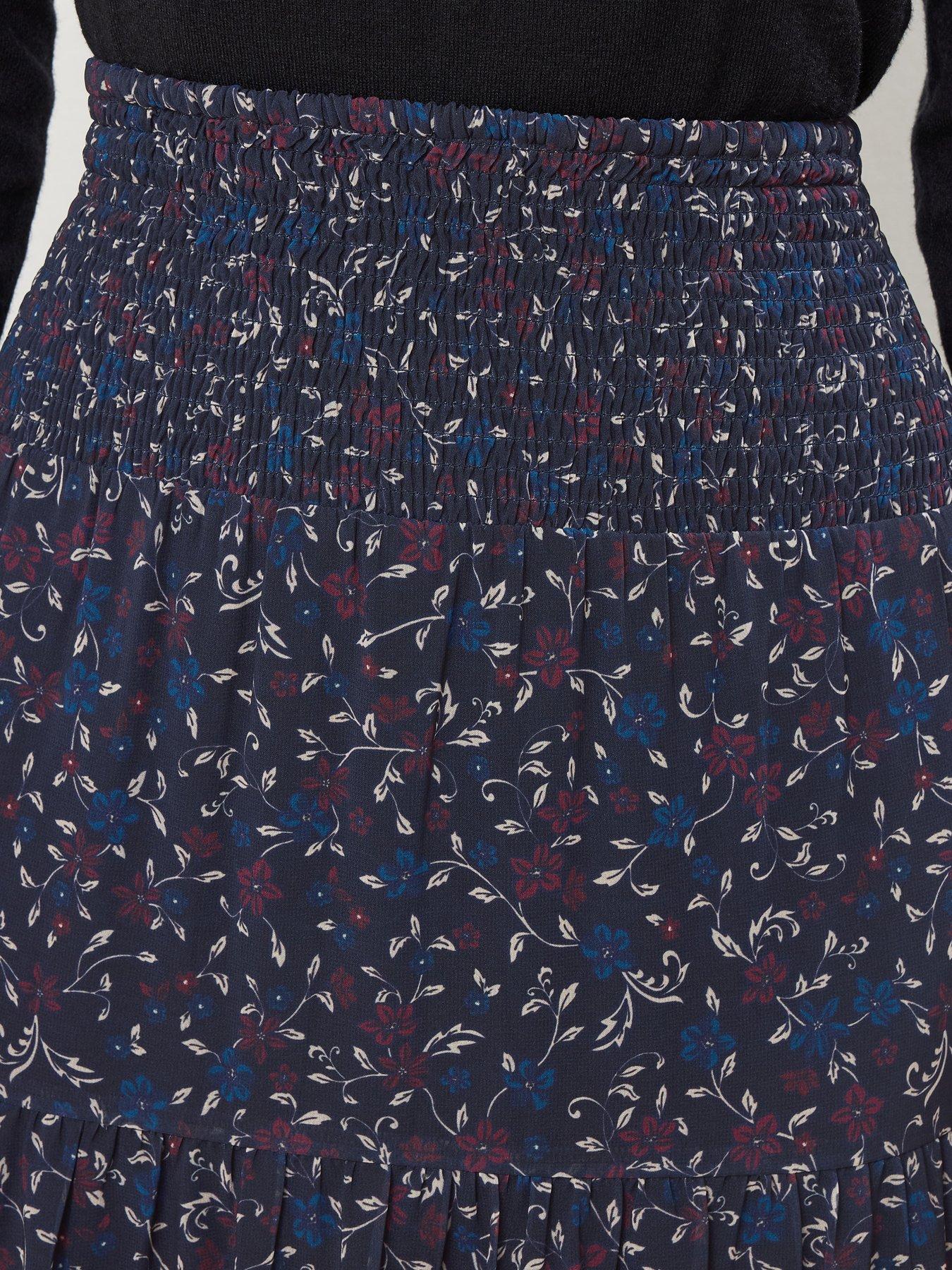  image of long-tall-sally-floral-border-tiered-skirt-blue