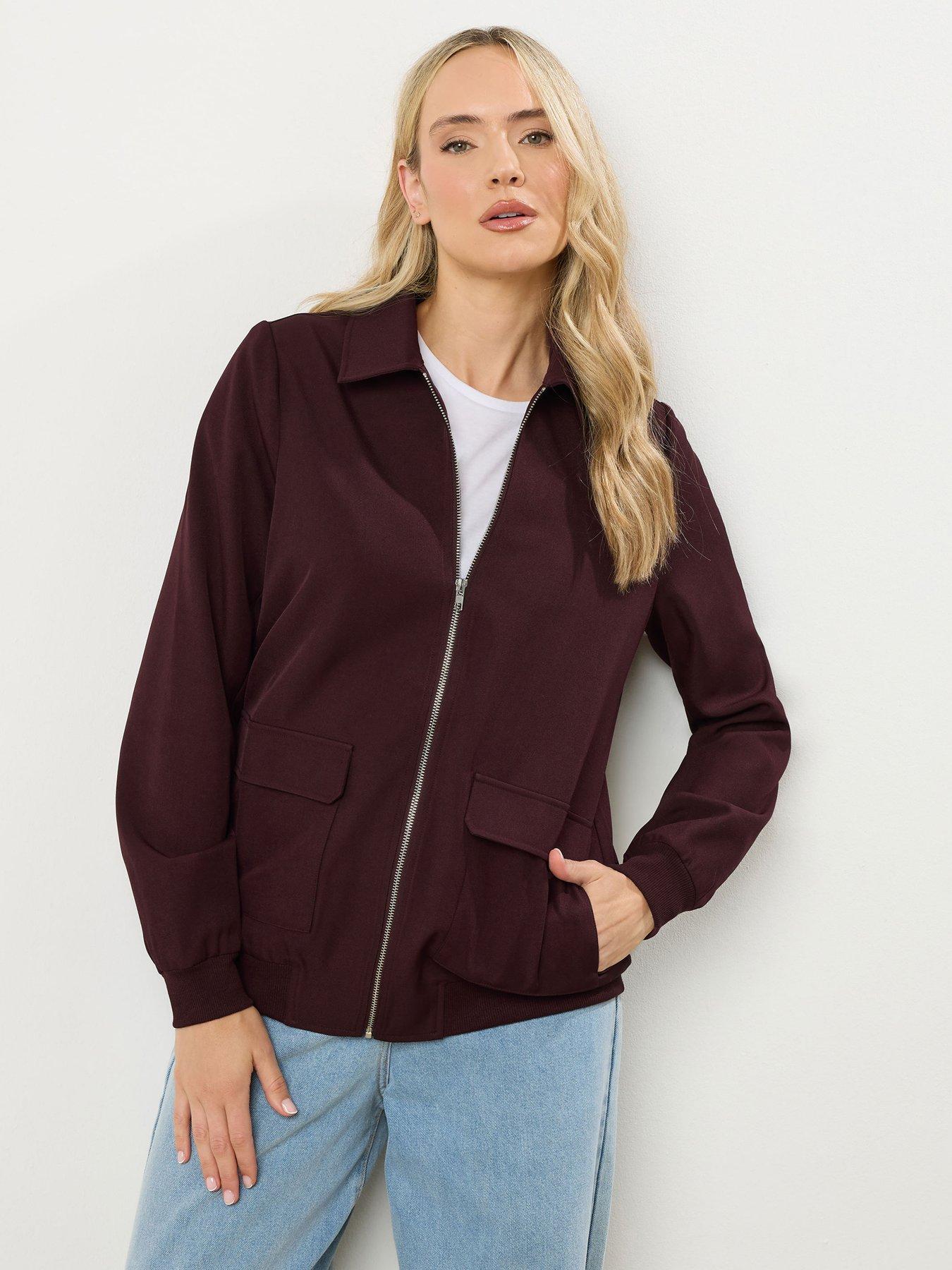 Long Tall Sally Collared Bomber Jacket - Purple