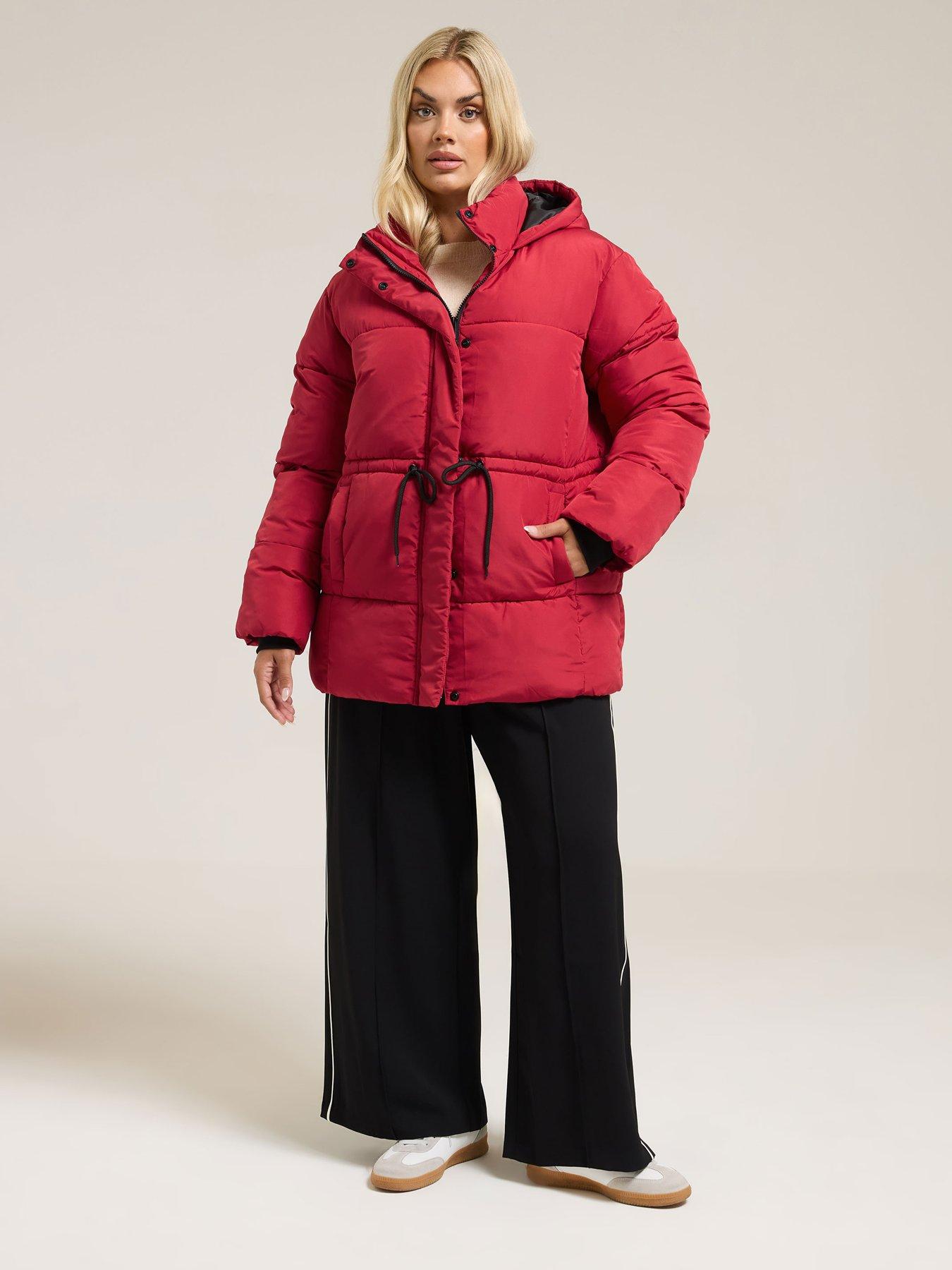 Image 3 of 4 of Yours Curve Padded Jacket - Red
