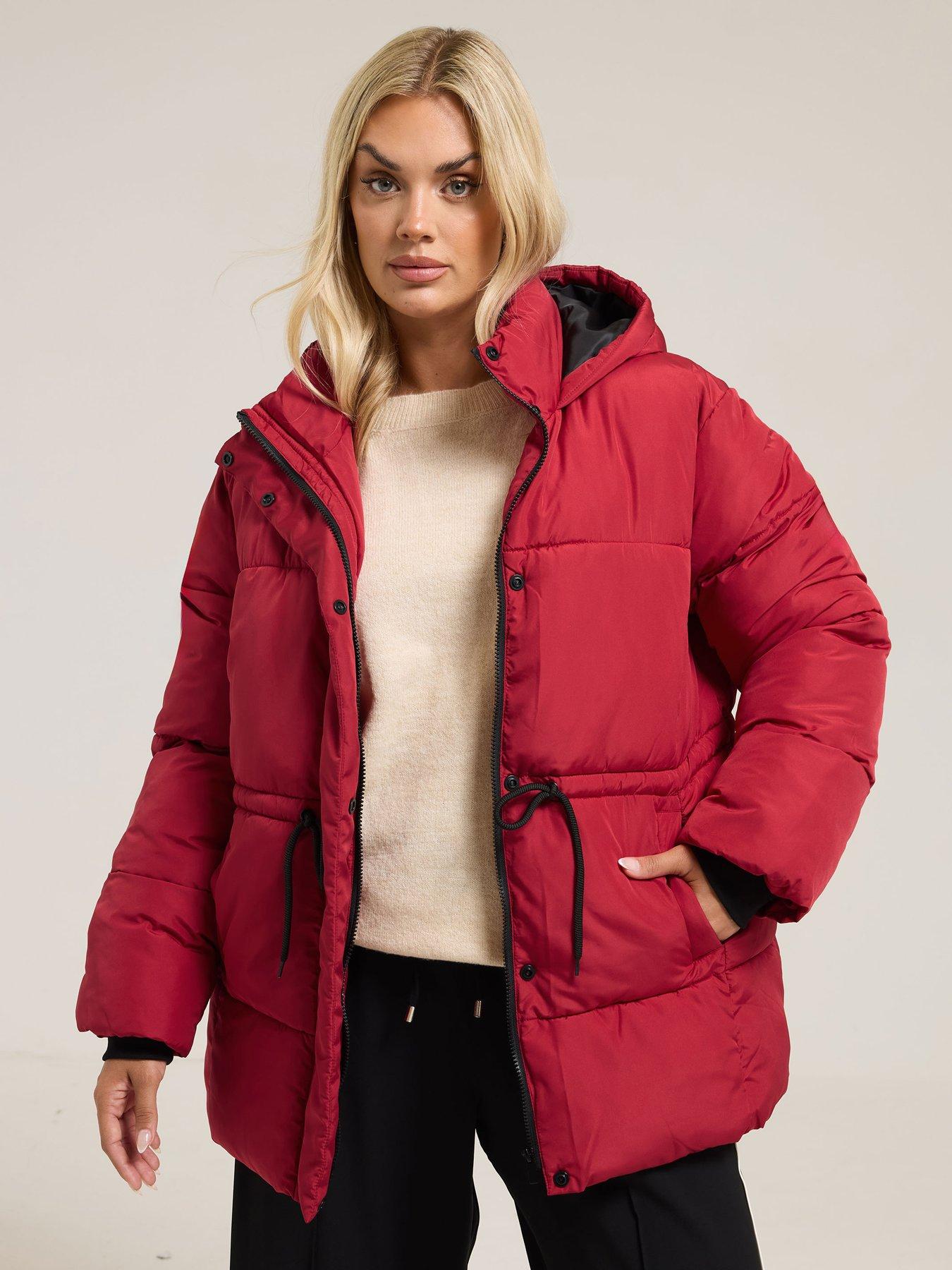 Image 4 of 4 of Yours Curve Padded Jacket - Red
