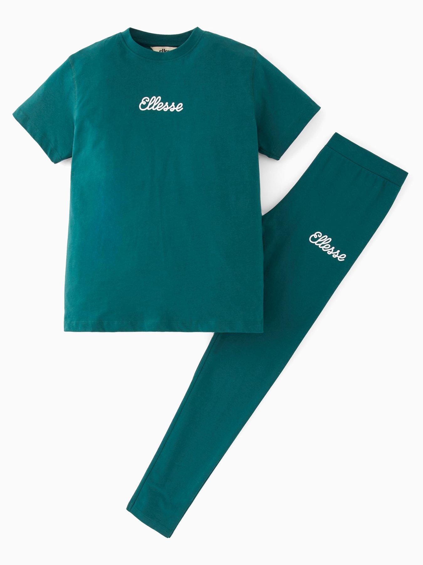 ellesse-saletta-t-shirt-amp-legging-set-dark-green