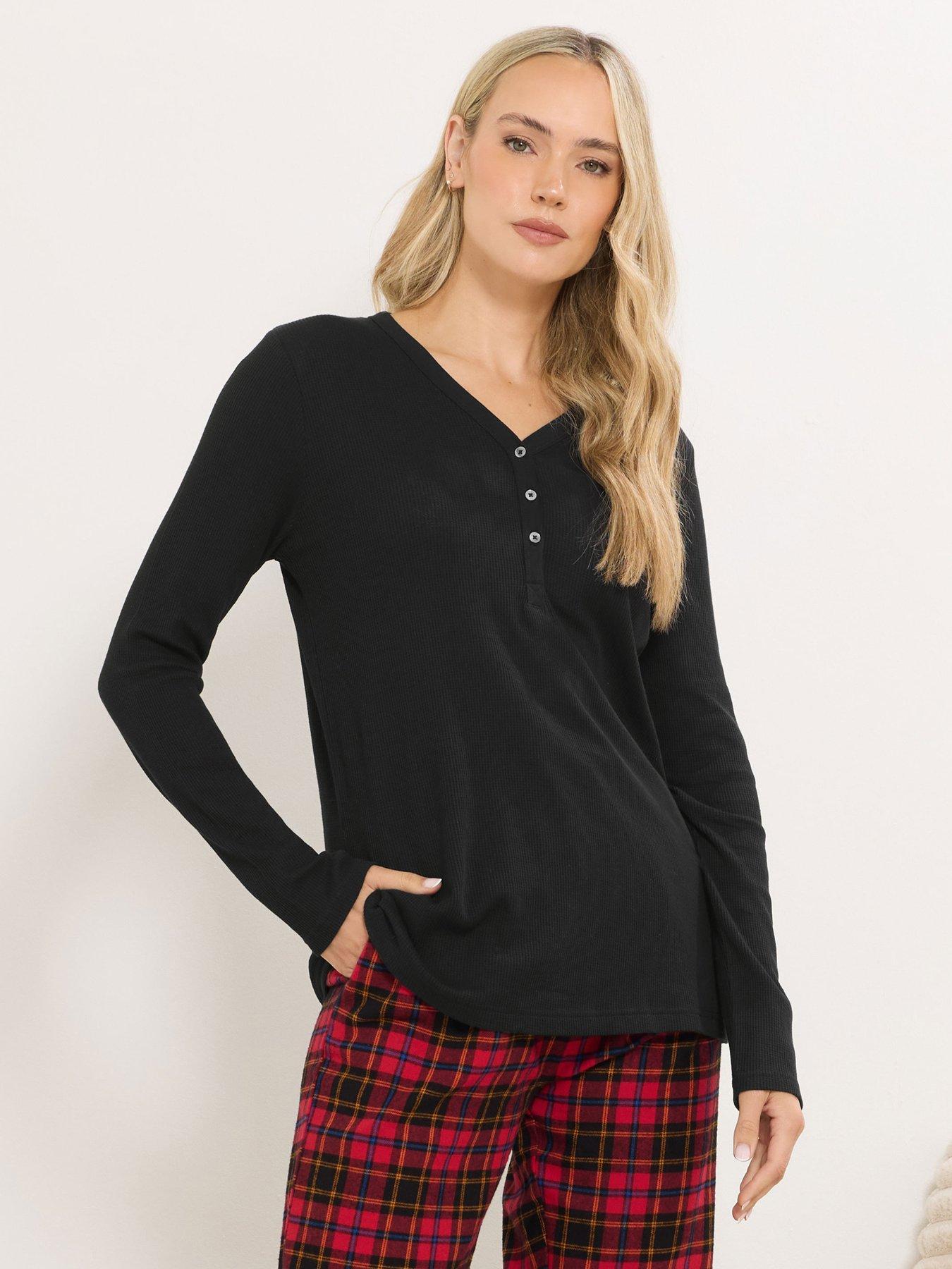 long-tall-sally-sleeve-waffle-pyjama-top-black
