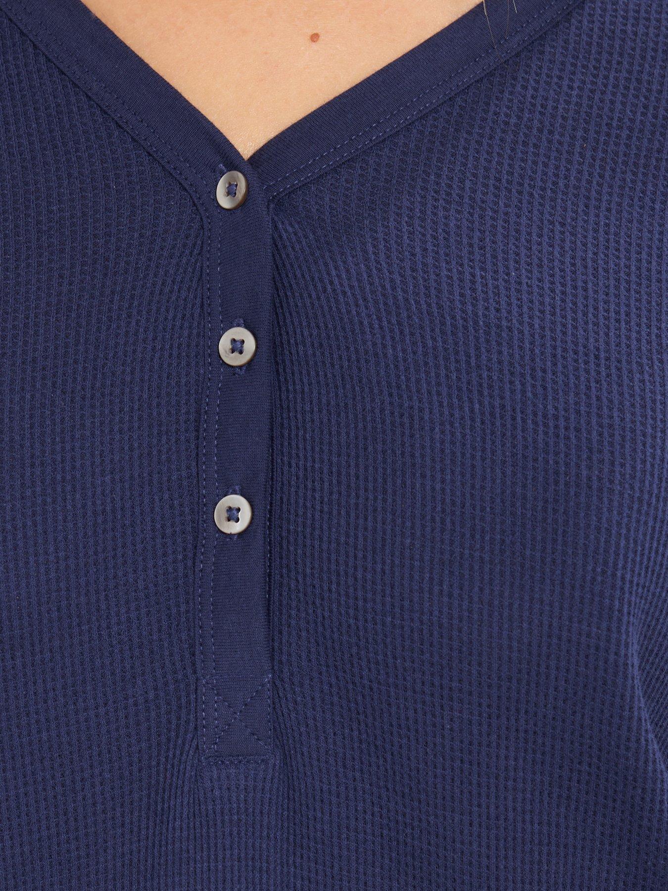  image of long-tall-sally-sleeve-waffle-pj-top-blue