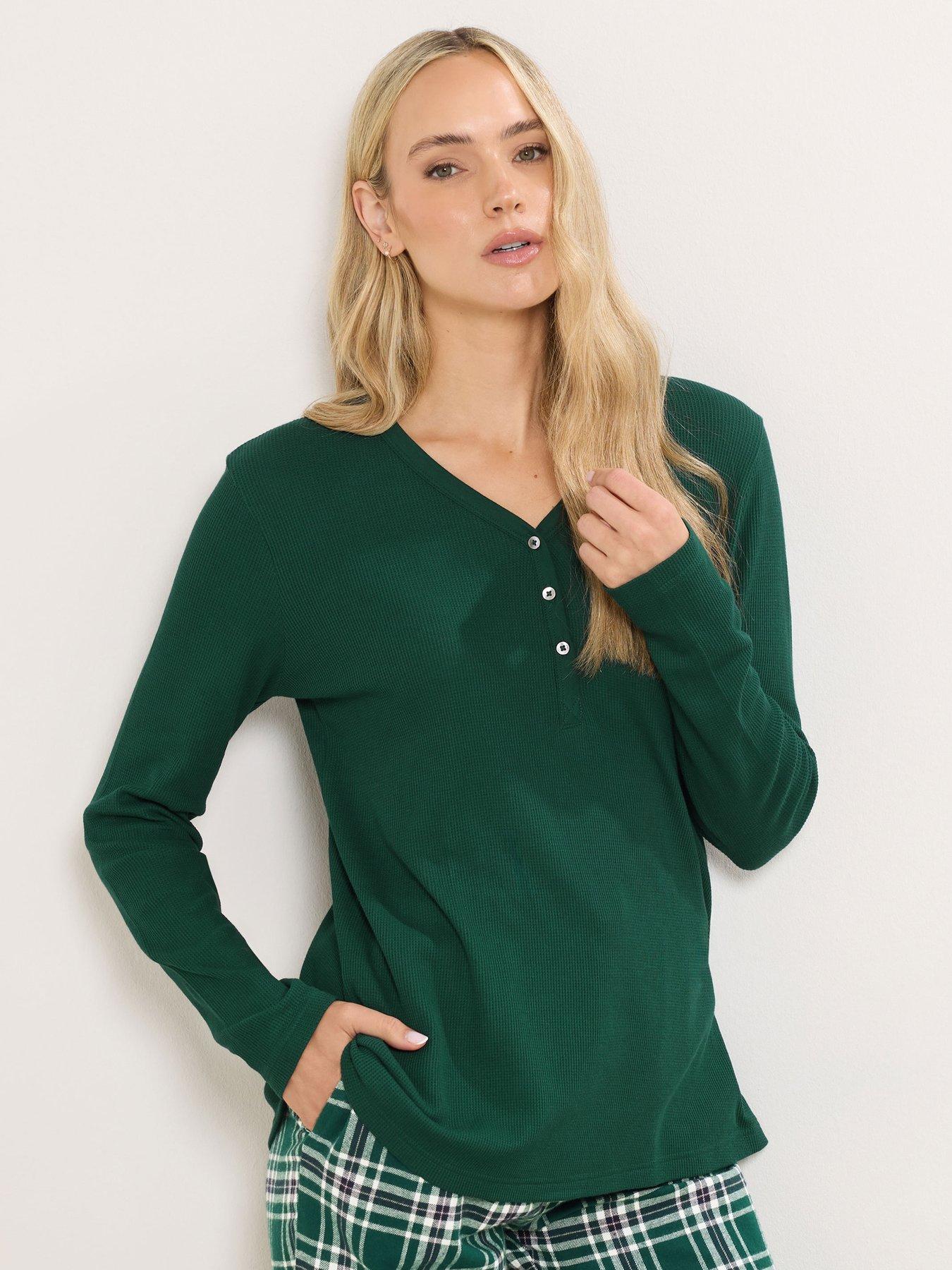 long-tall-sally-sleeve-waffle-pj-top-green
