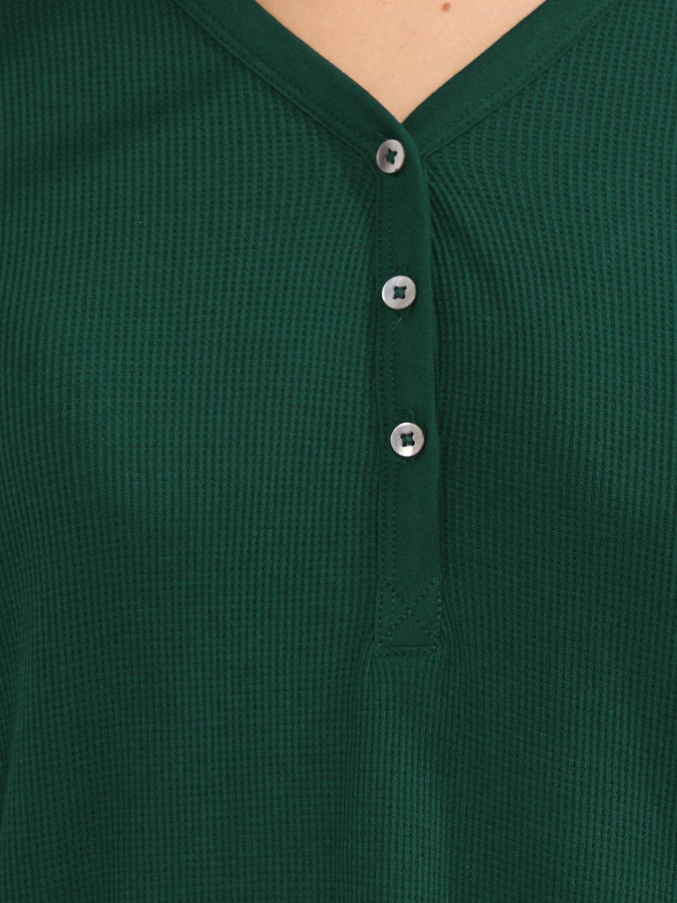  image of long-tall-sally-sleeve-waffle-pj-top-green