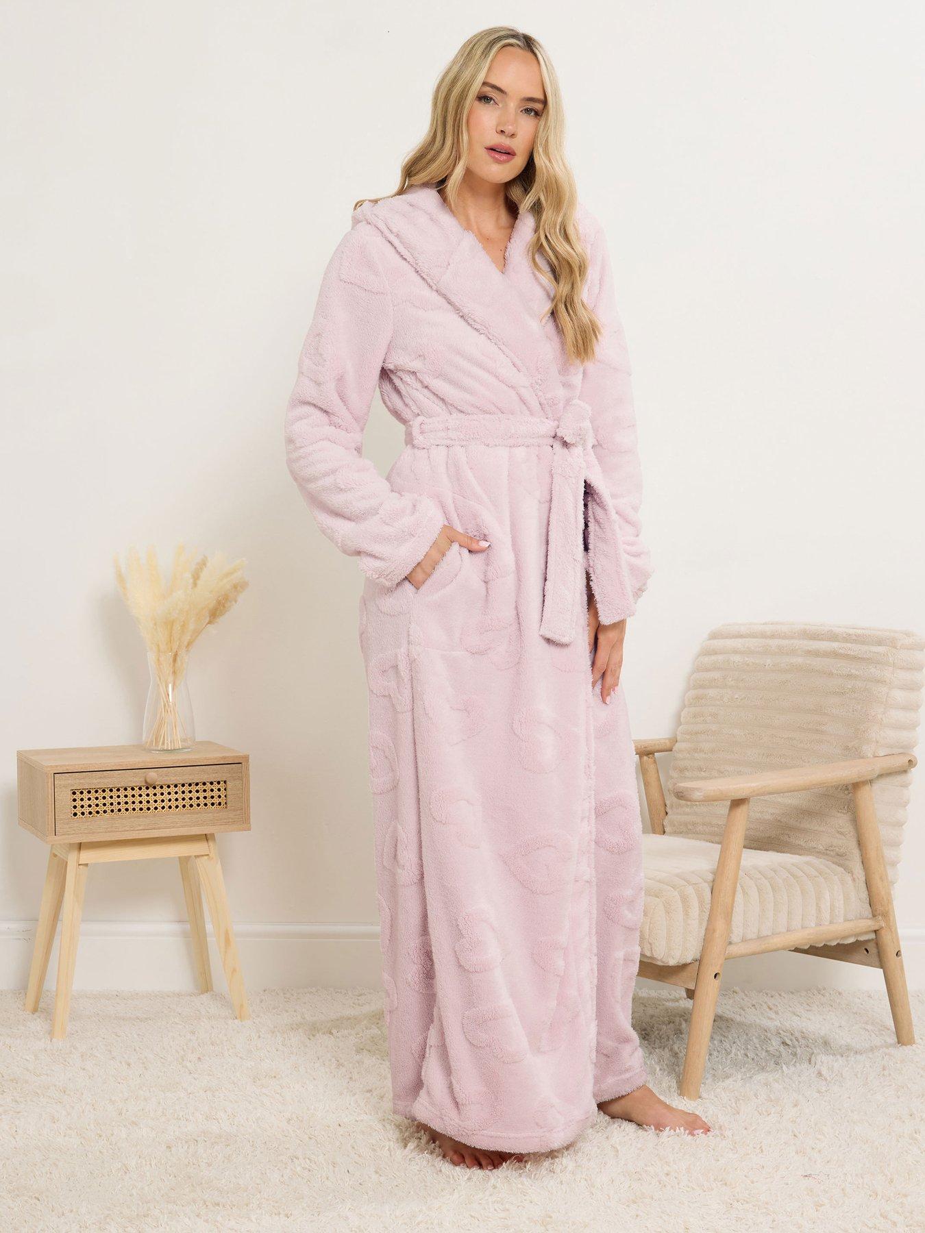Image 1 of 4 of Long Tall Sally Heart Hooded Maxi Robe - Pink