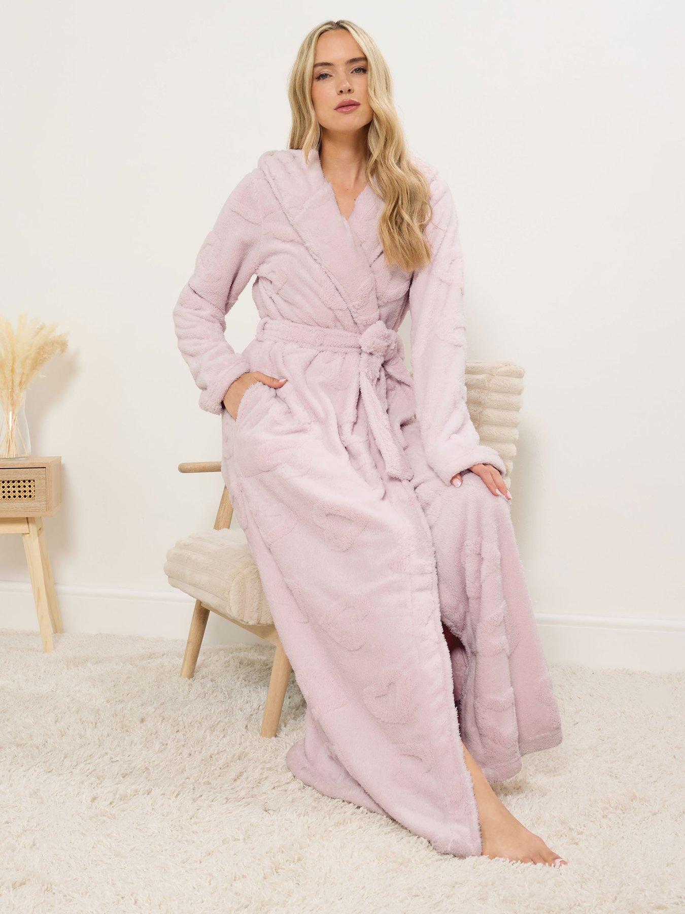 Image 3 of 4 of Long Tall Sally Heart Hooded Maxi Robe - Pink