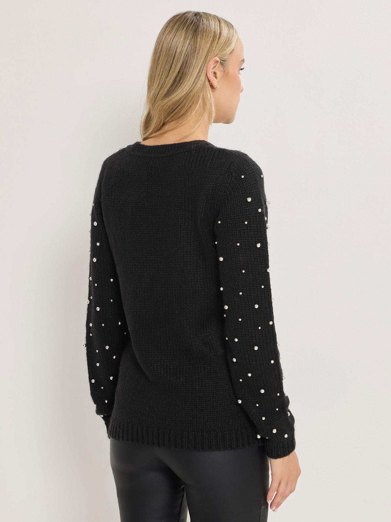  image of long-tall-sally-stud-detail-jumper-black
