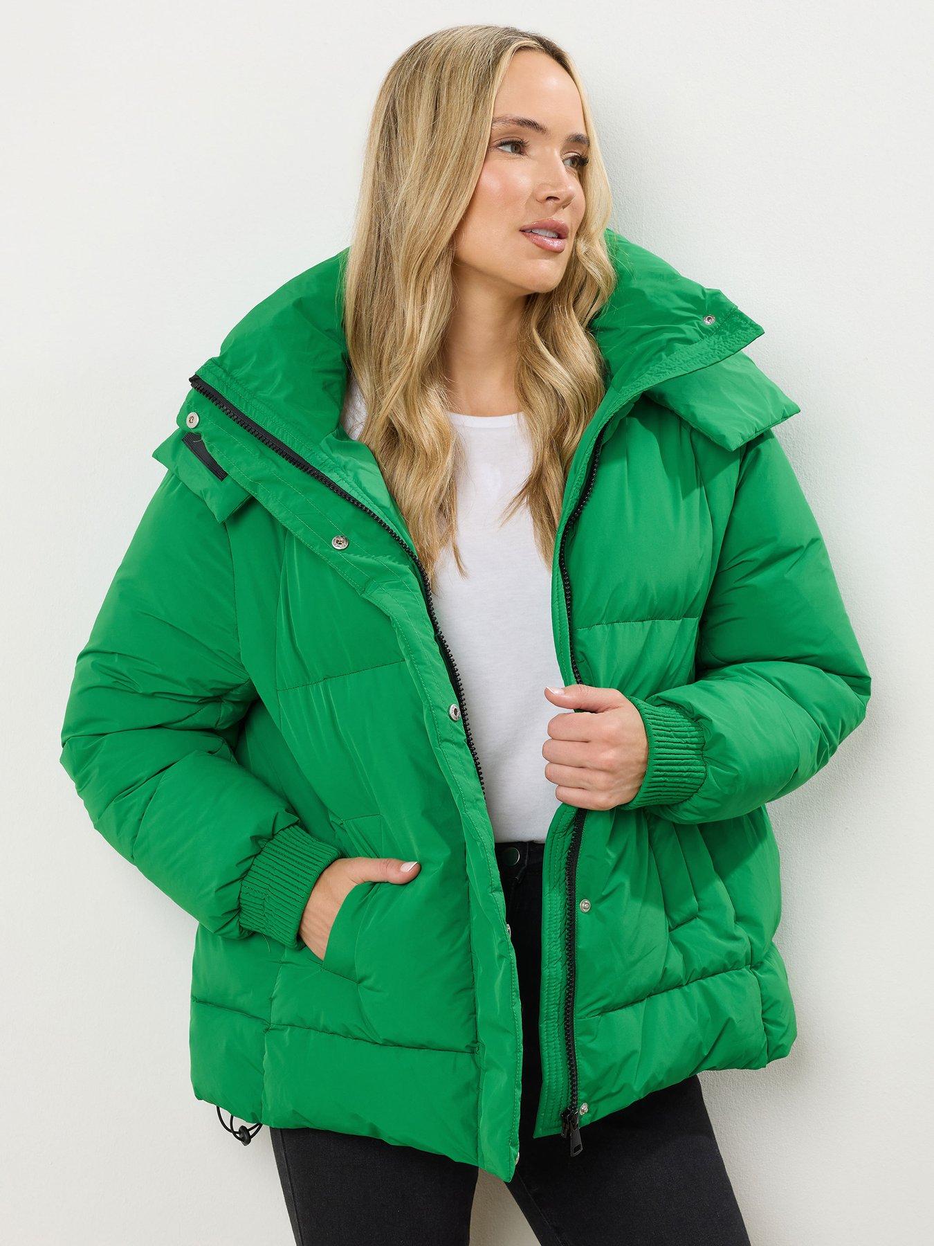  image of long-tall-sally-padded-oversized-coat-green