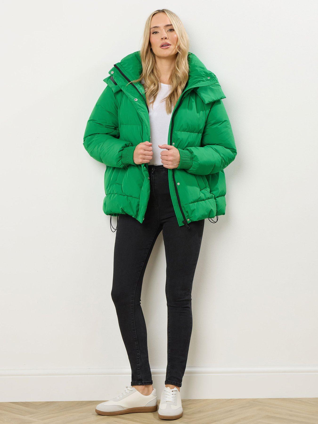  image of long-tall-sally-padded-oversized-coat-green