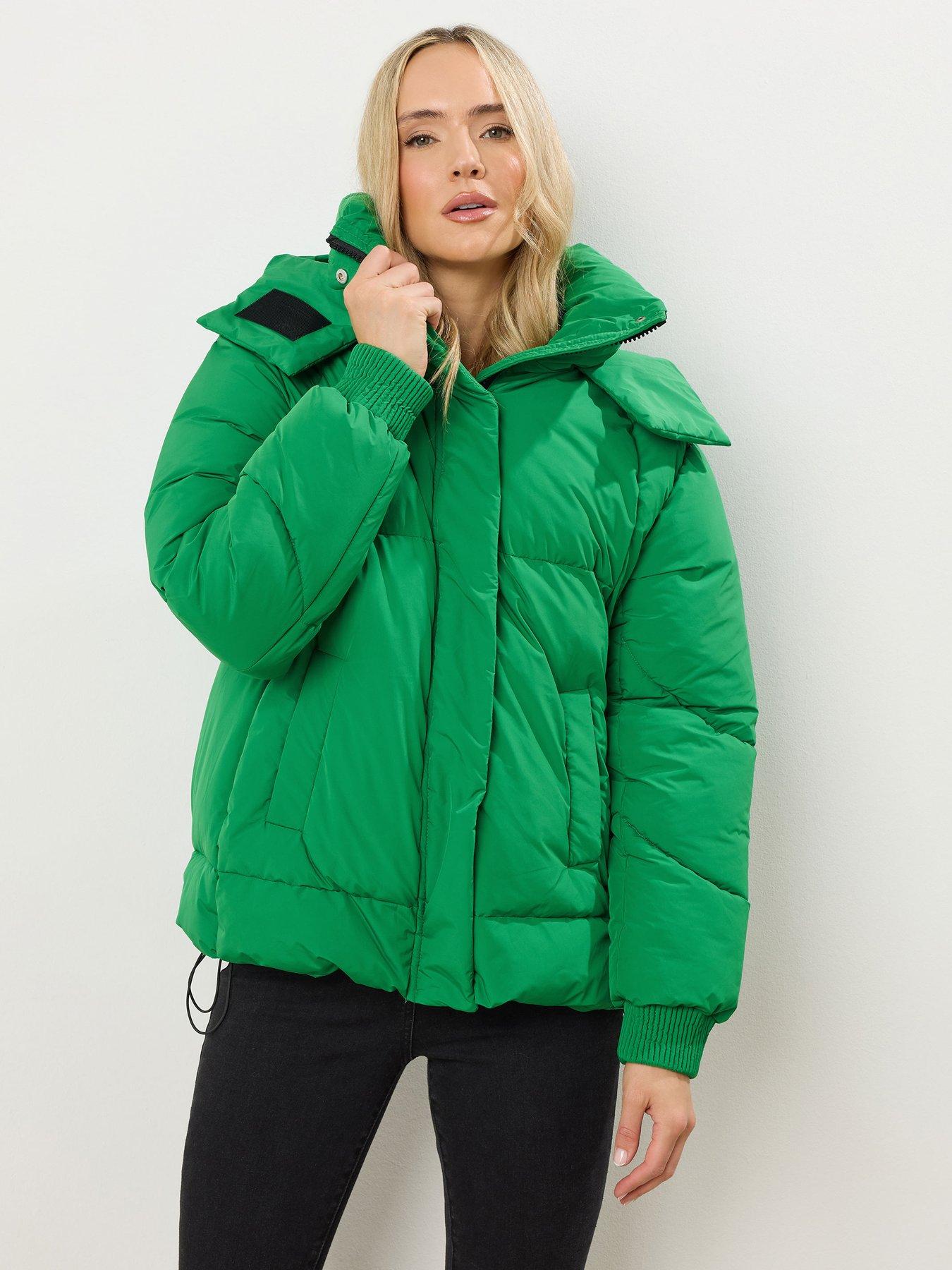 image of long-tall-sally-padded-oversized-coat-green