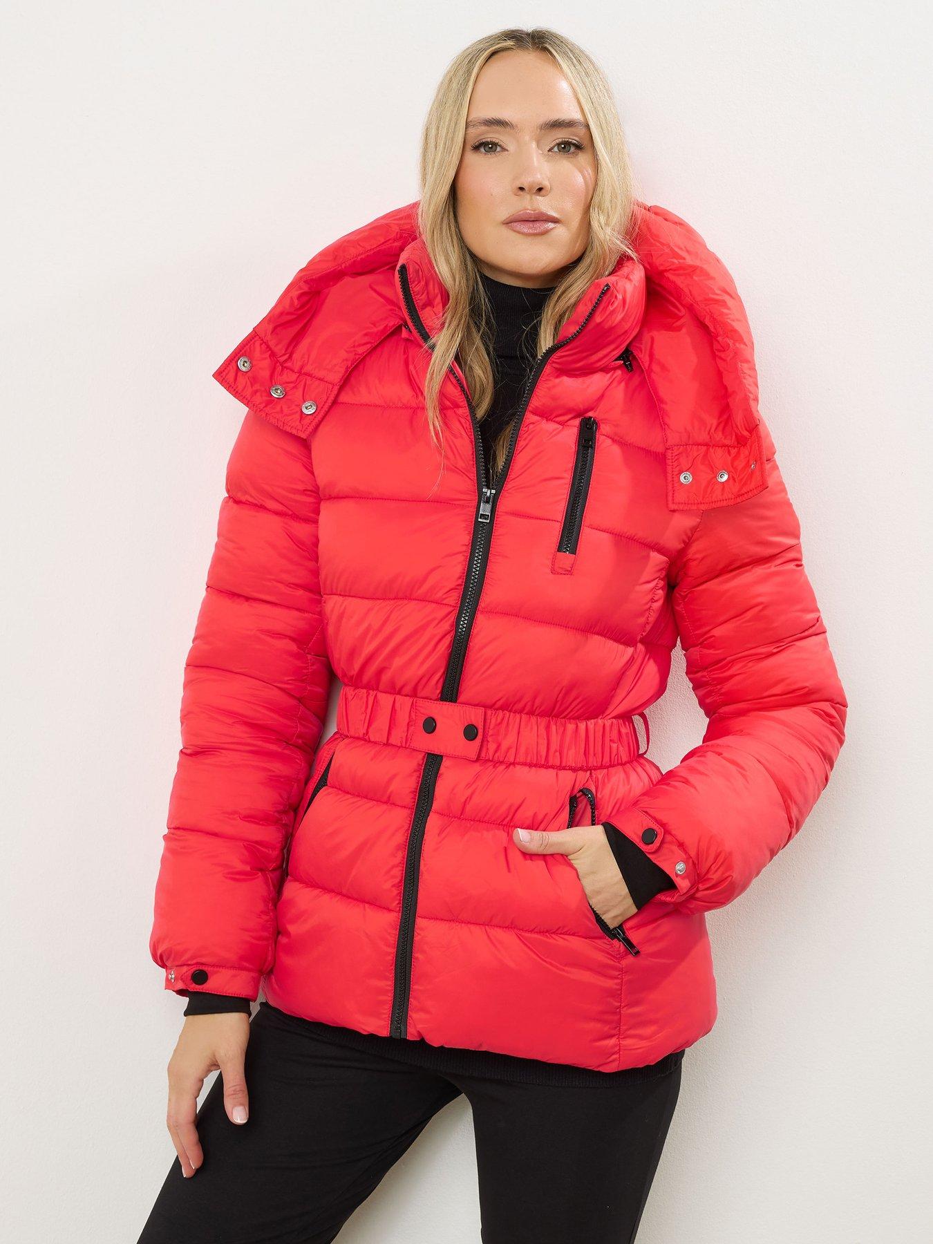 Long Tall Sally Padded Belted Coat - Red