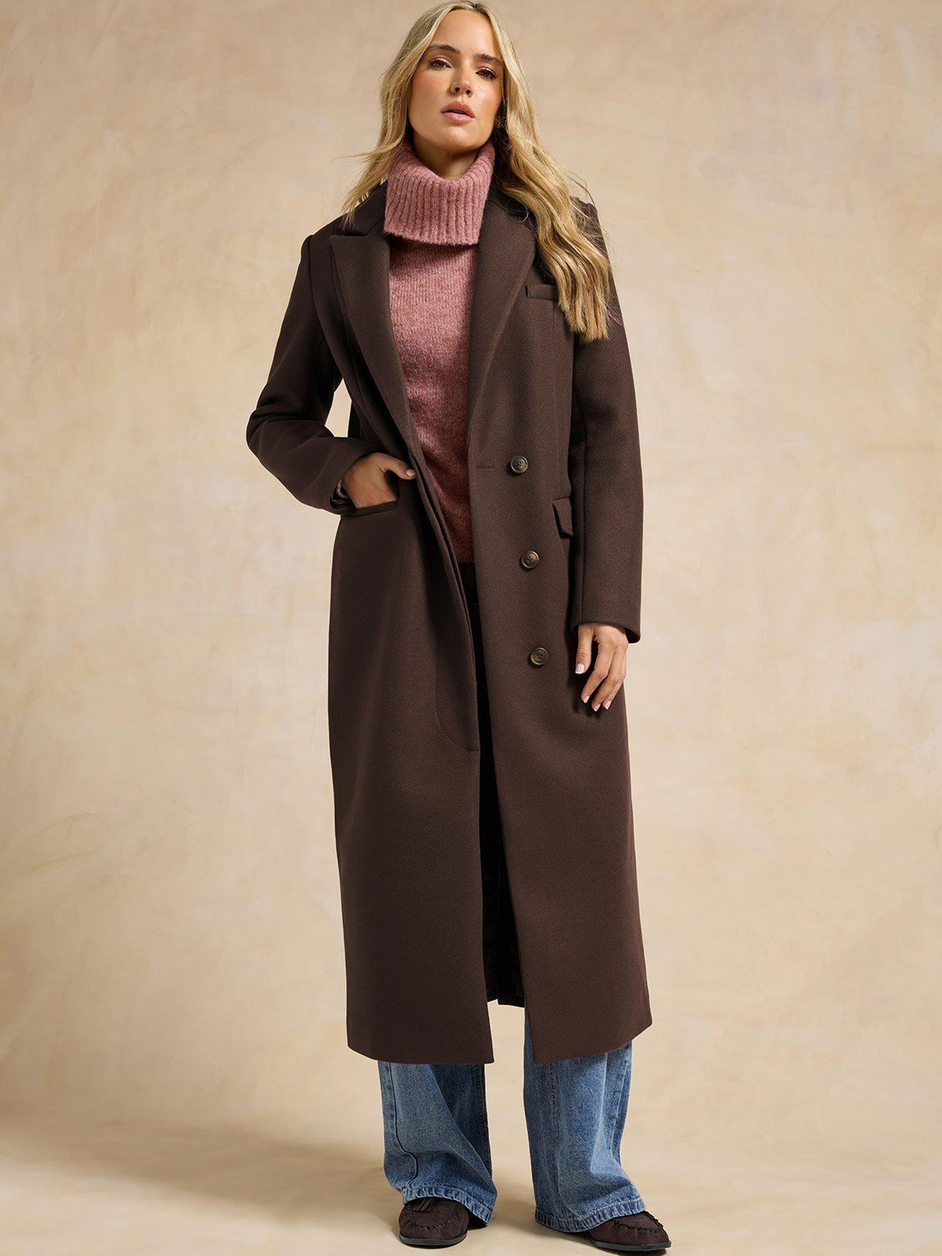 Long Tall Sally Longline Coat - Brown