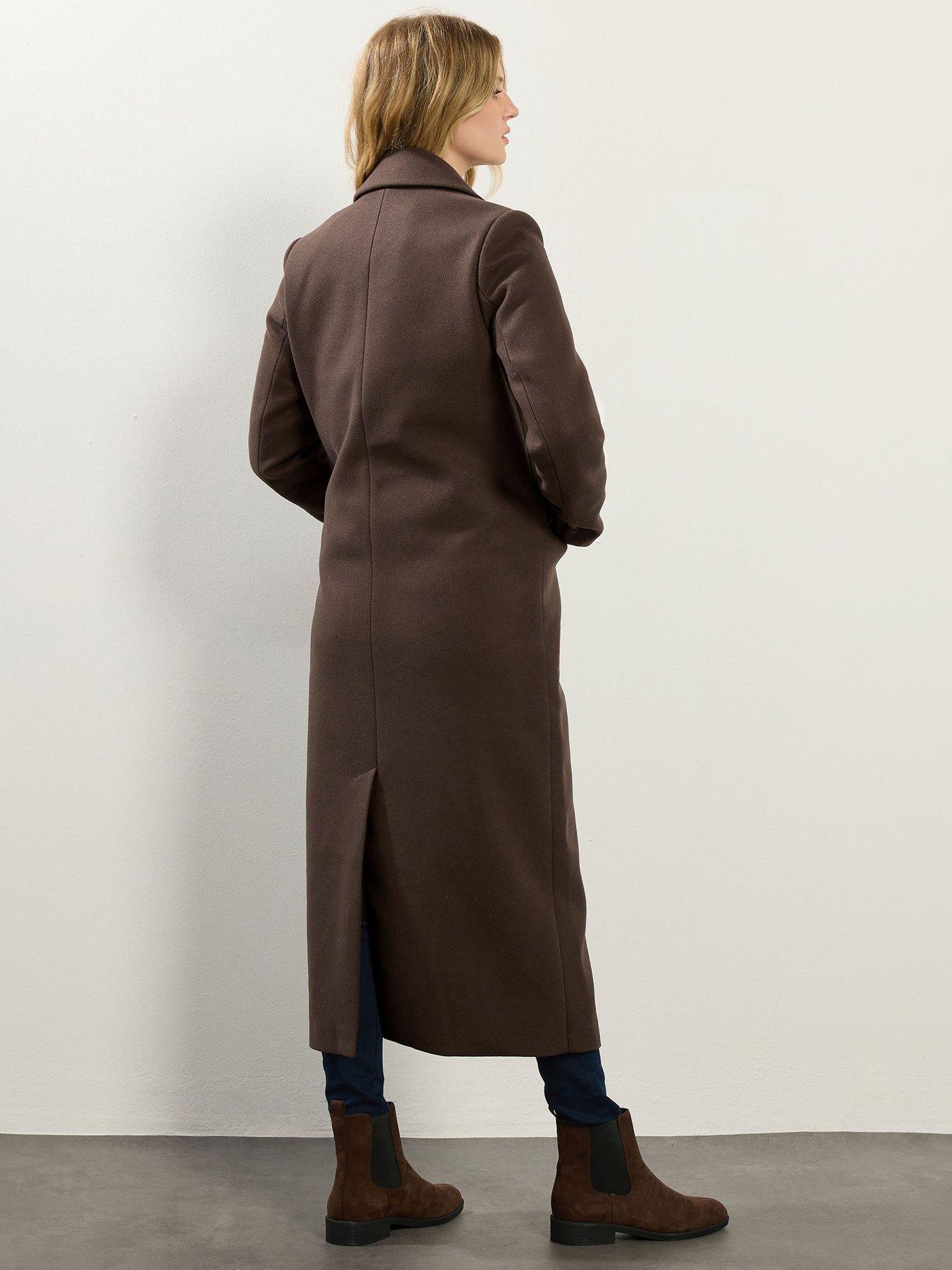  image of long-tall-sally-longline-coat-brown