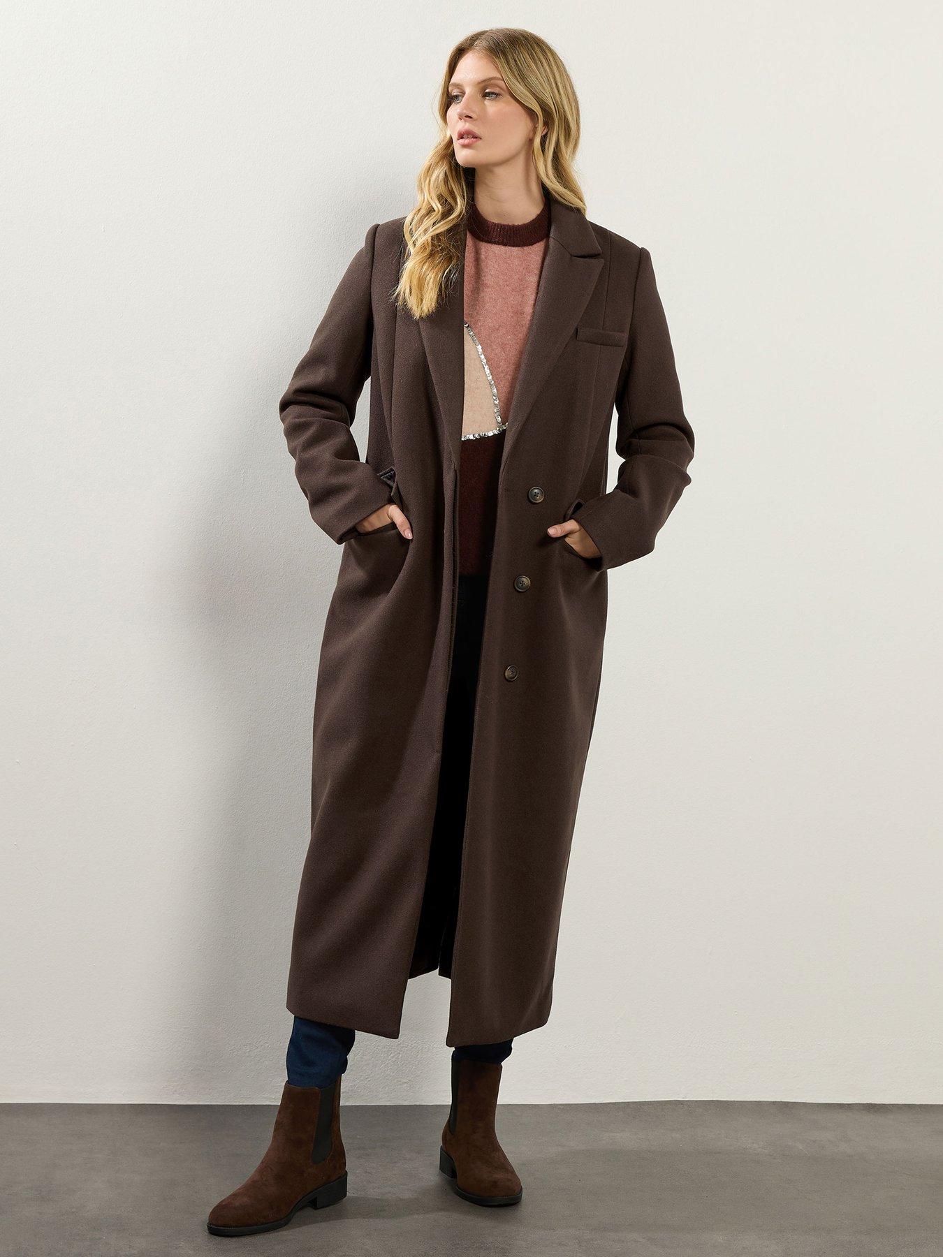  image of long-tall-sally-longline-coat-brown