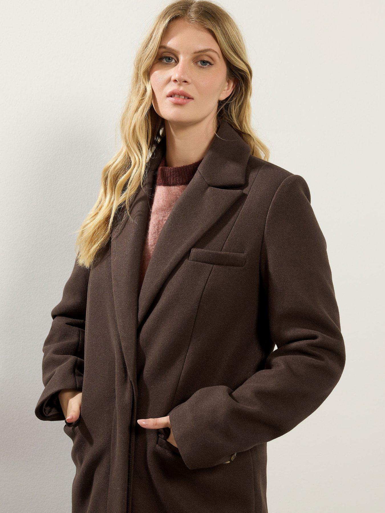  image of long-tall-sally-longline-coat-brown