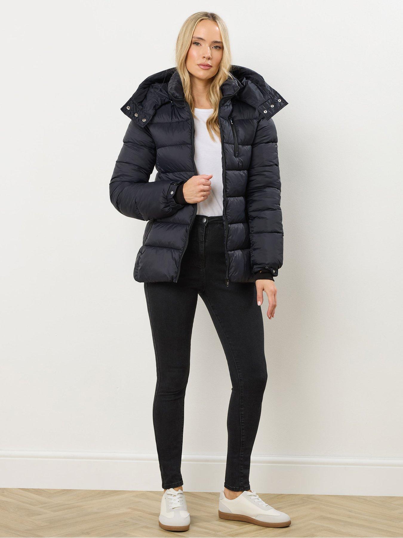  image of long-tall-sally-padded-belted-coat-black