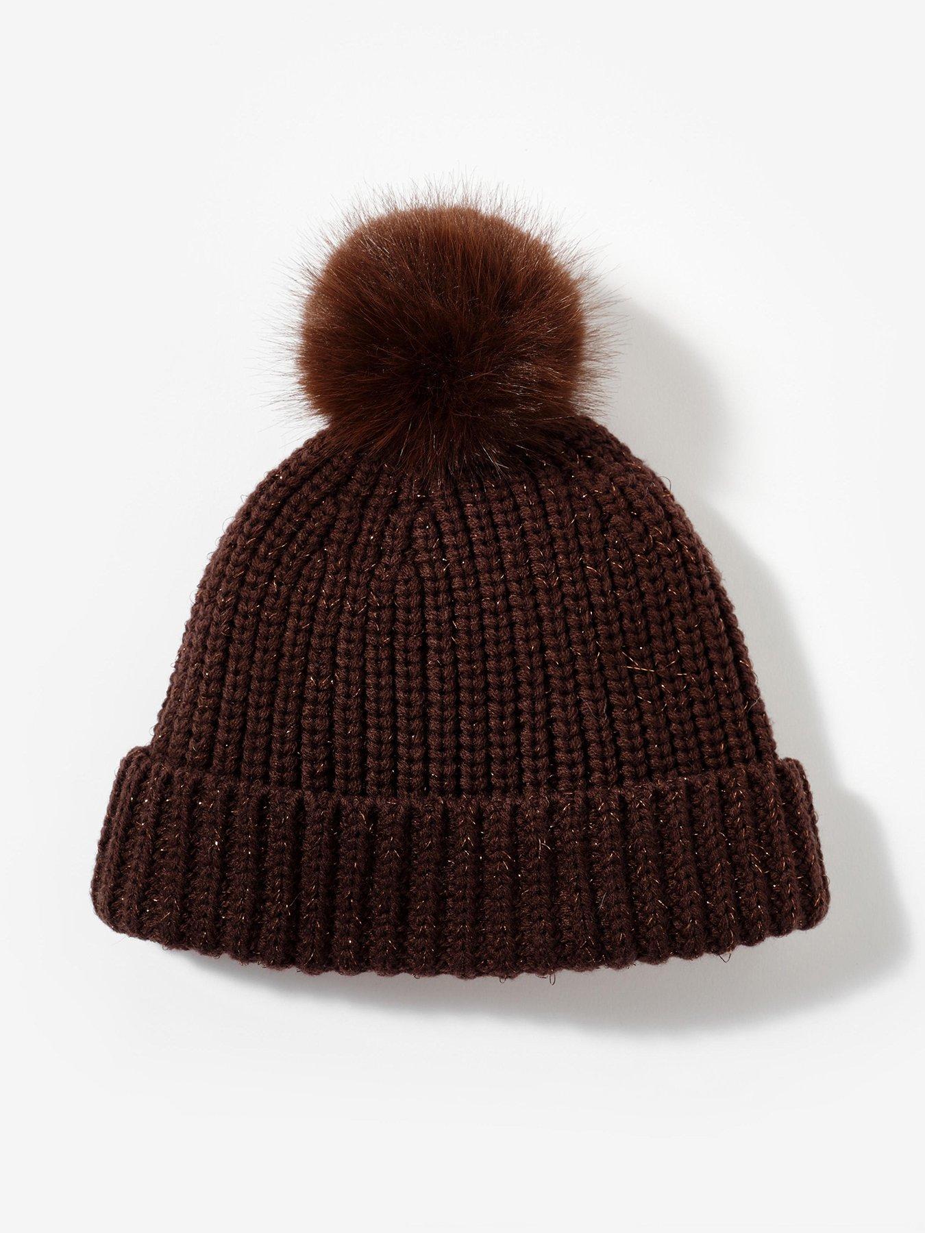  image of mint-velvet-chocolate-knit-pom-hat-brown