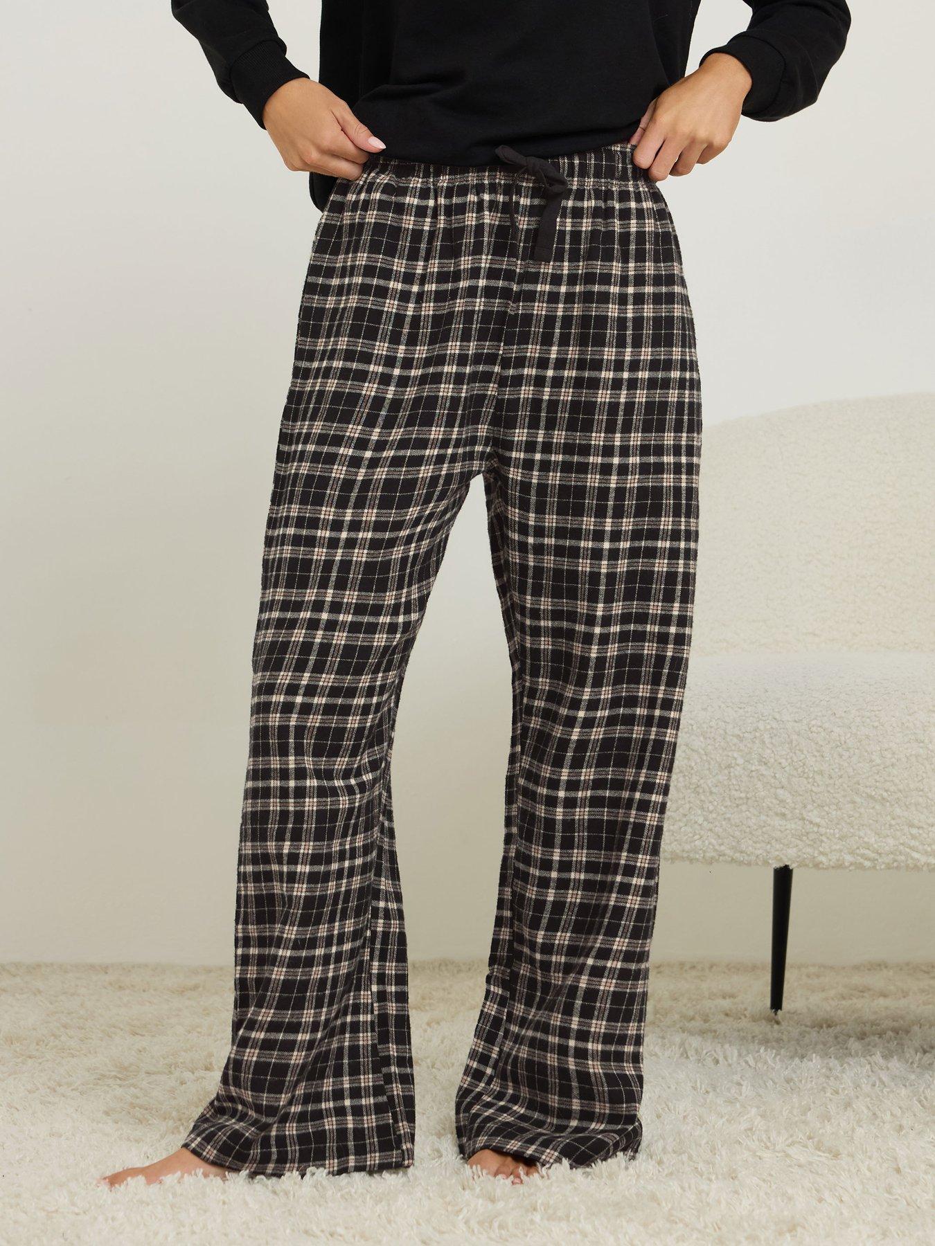 PixieGirl Petite Check Pyjama Pants - Black