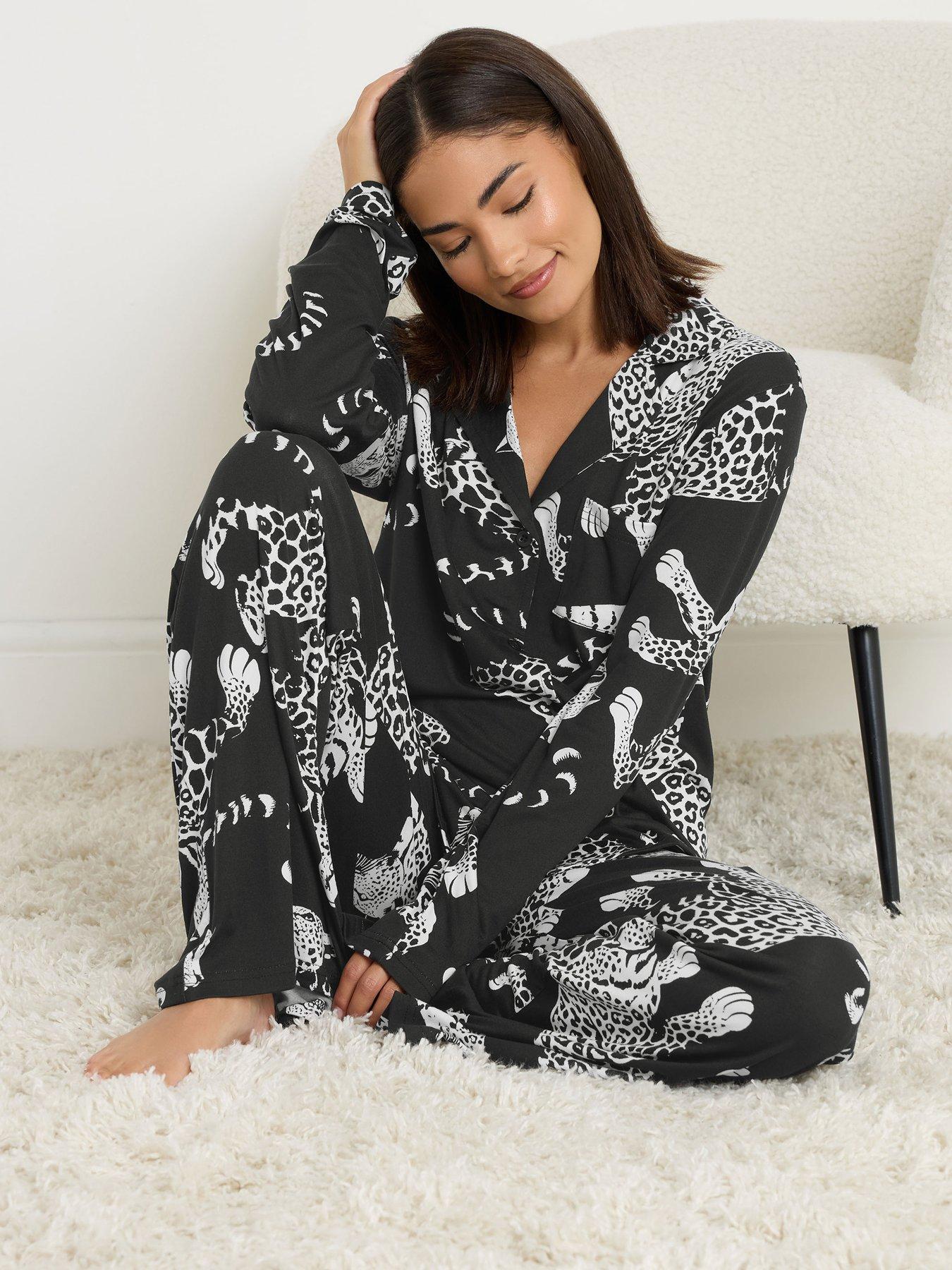 Image 4 of 6 of PixieGirl Petite Soft Touch Leopard Pj Set - Black