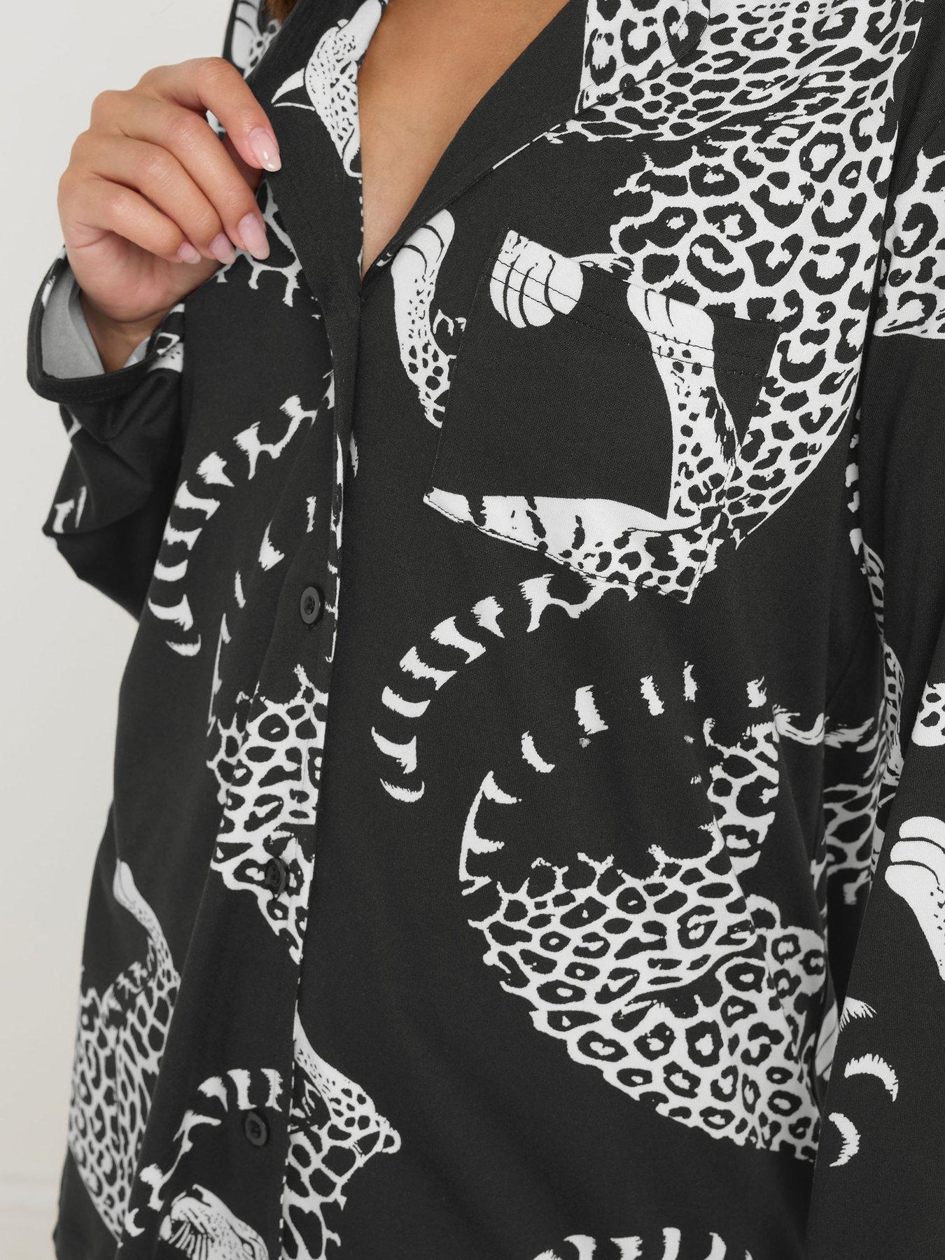 Image 5 of 6 of PixieGirl Petite Soft Touch Leopard Pj Set - Black