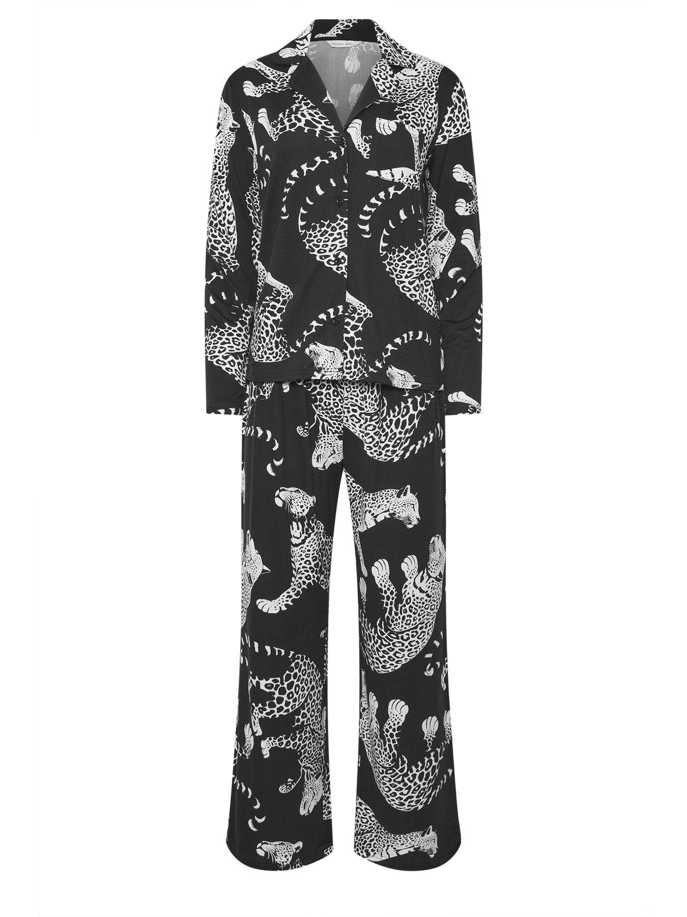 Image 6 of 6 of PixieGirl Petite Soft Touch Leopard Pj Set - Black