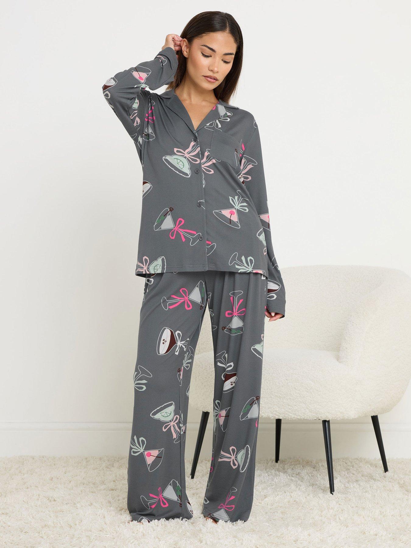 PixieGirl Petite Soft Touch Cocktails Pj Set - Grey