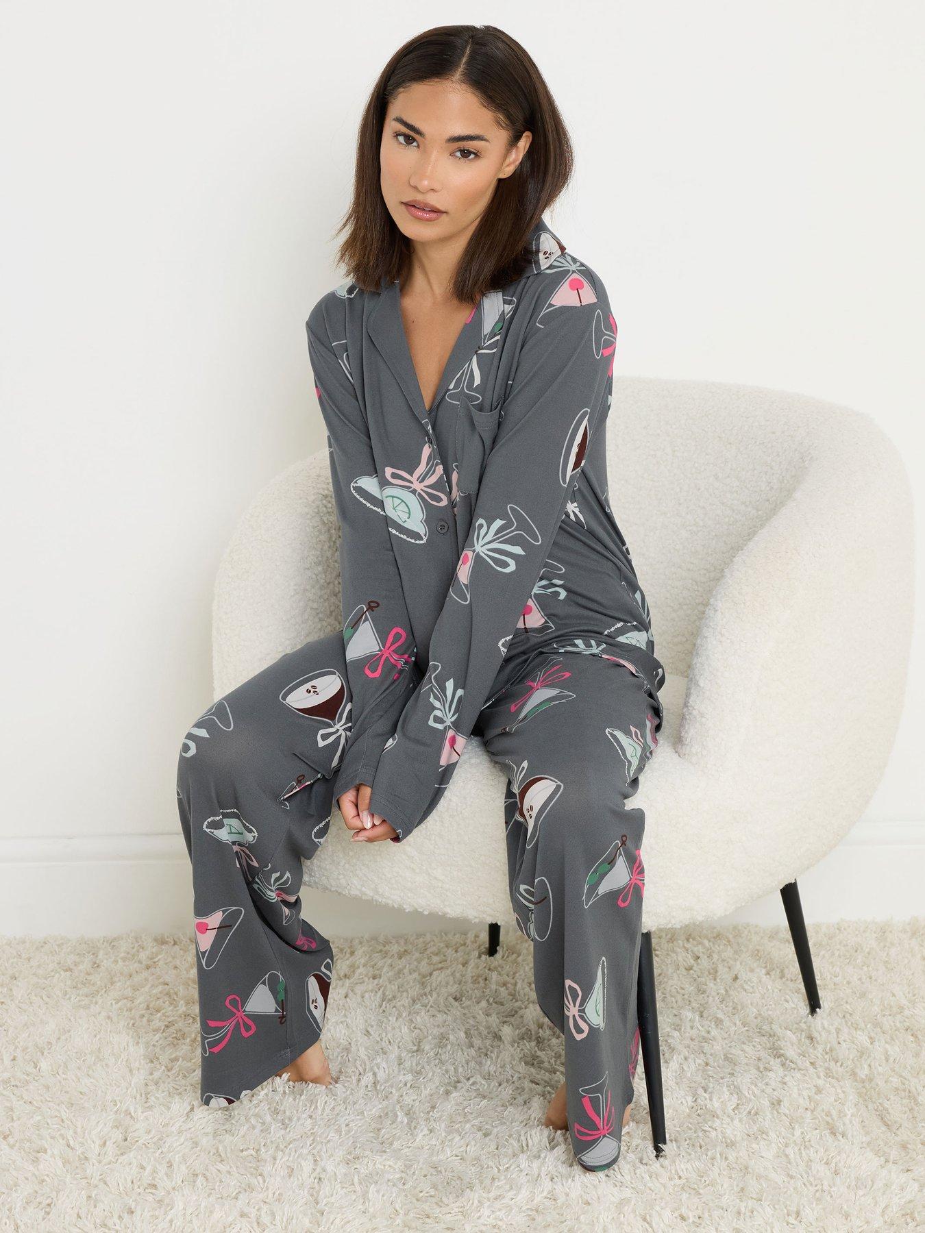 Image 4 of 6 of PixieGirl Petite Soft Touch Cocktails Pj Set - Grey
