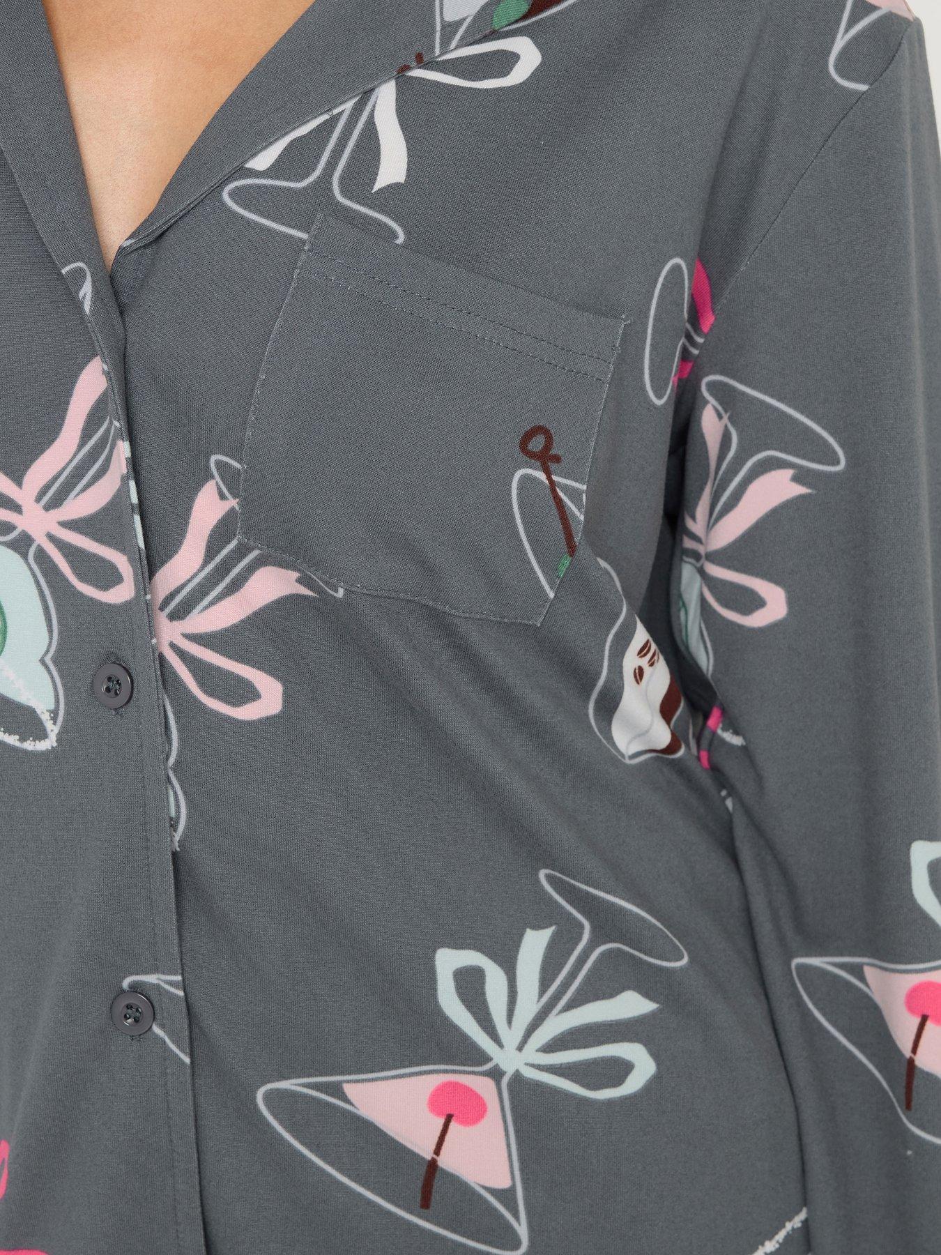 Image 5 of 6 of PixieGirl Petite Soft Touch Cocktails Pj Set - Grey
