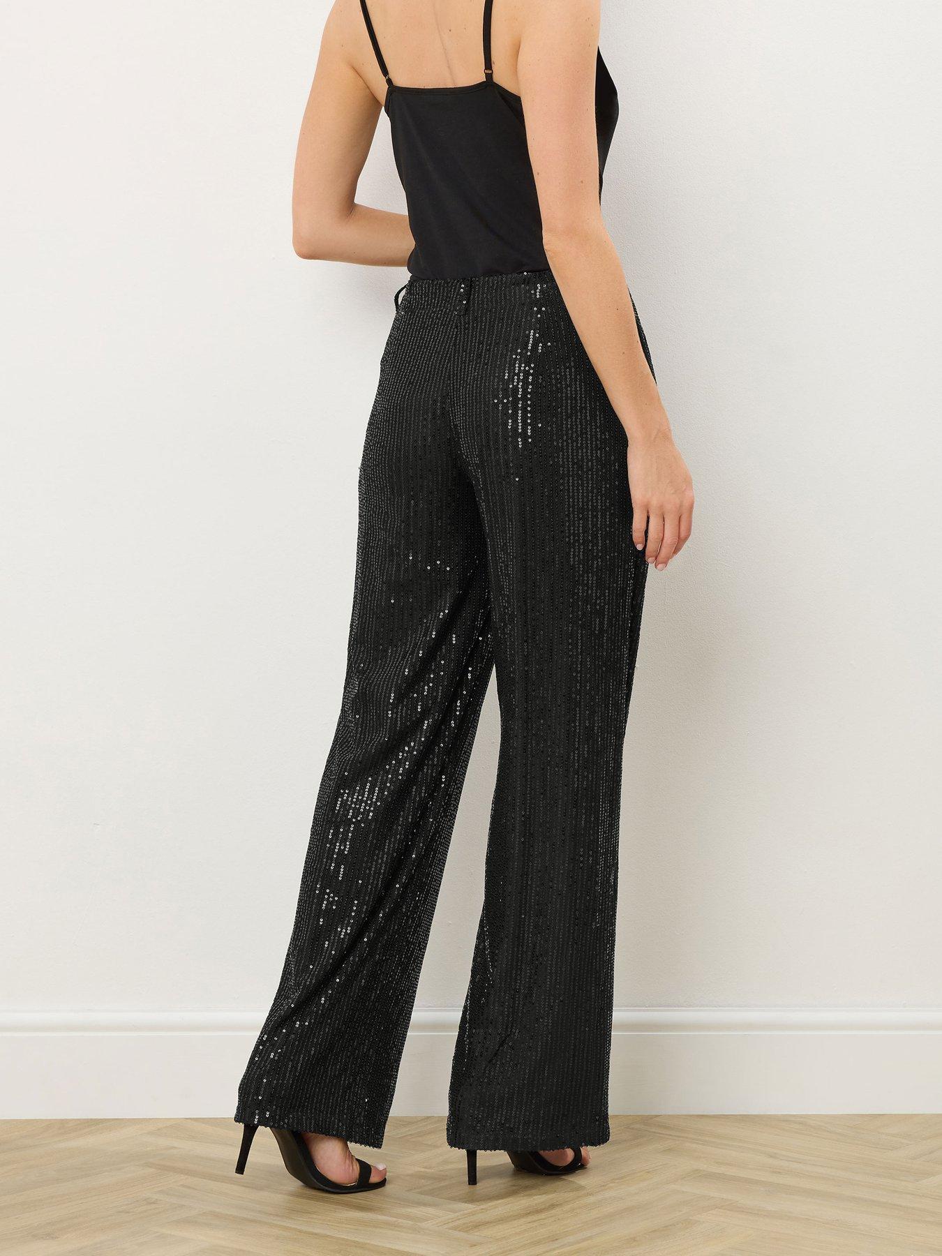 stillFront image of long-tall-sally-sequin-wide-leg-trouser-34-black