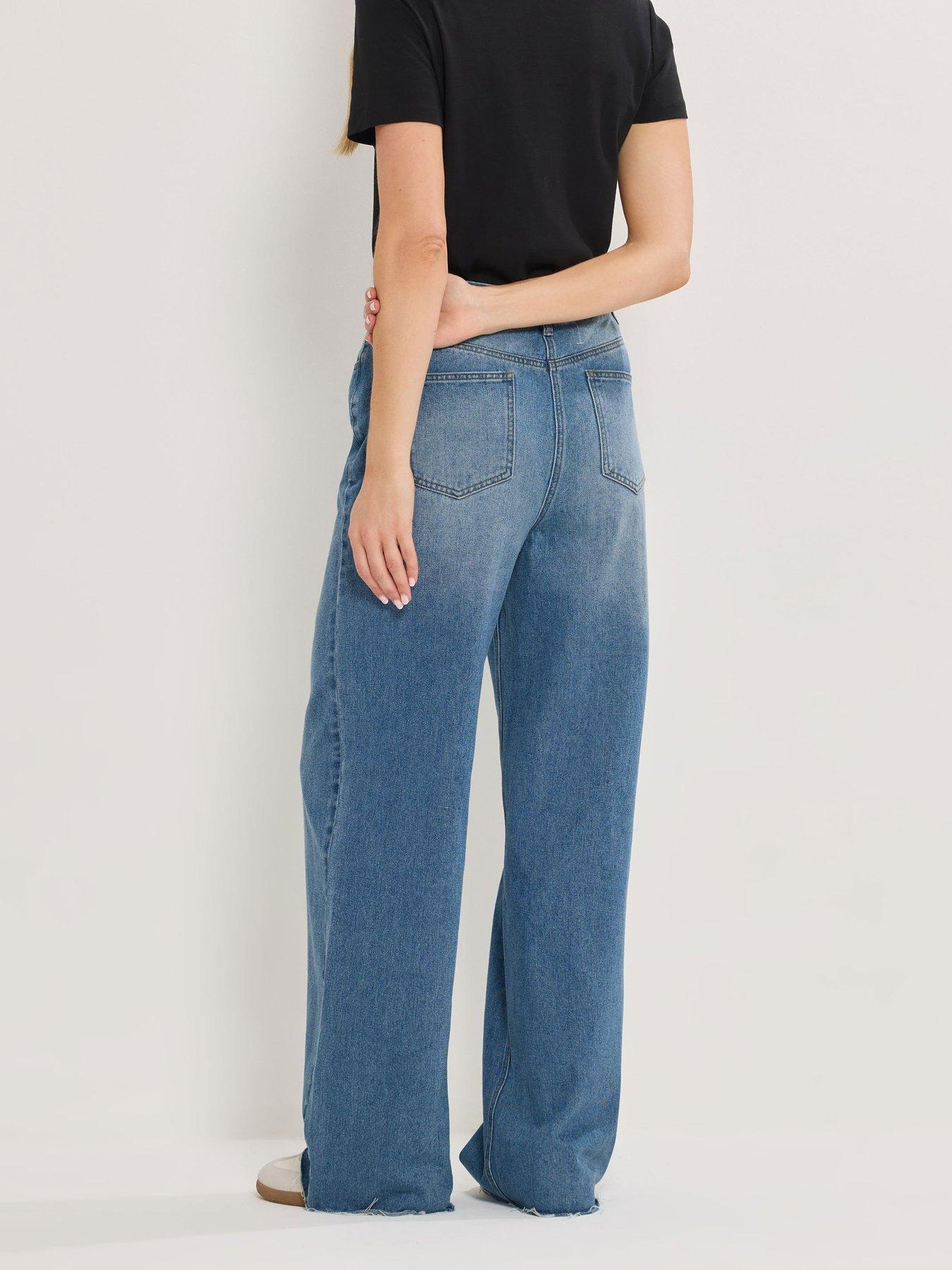 stillFront image of long-tall-sally-raw-hem-wide-leg-jean-34-blue