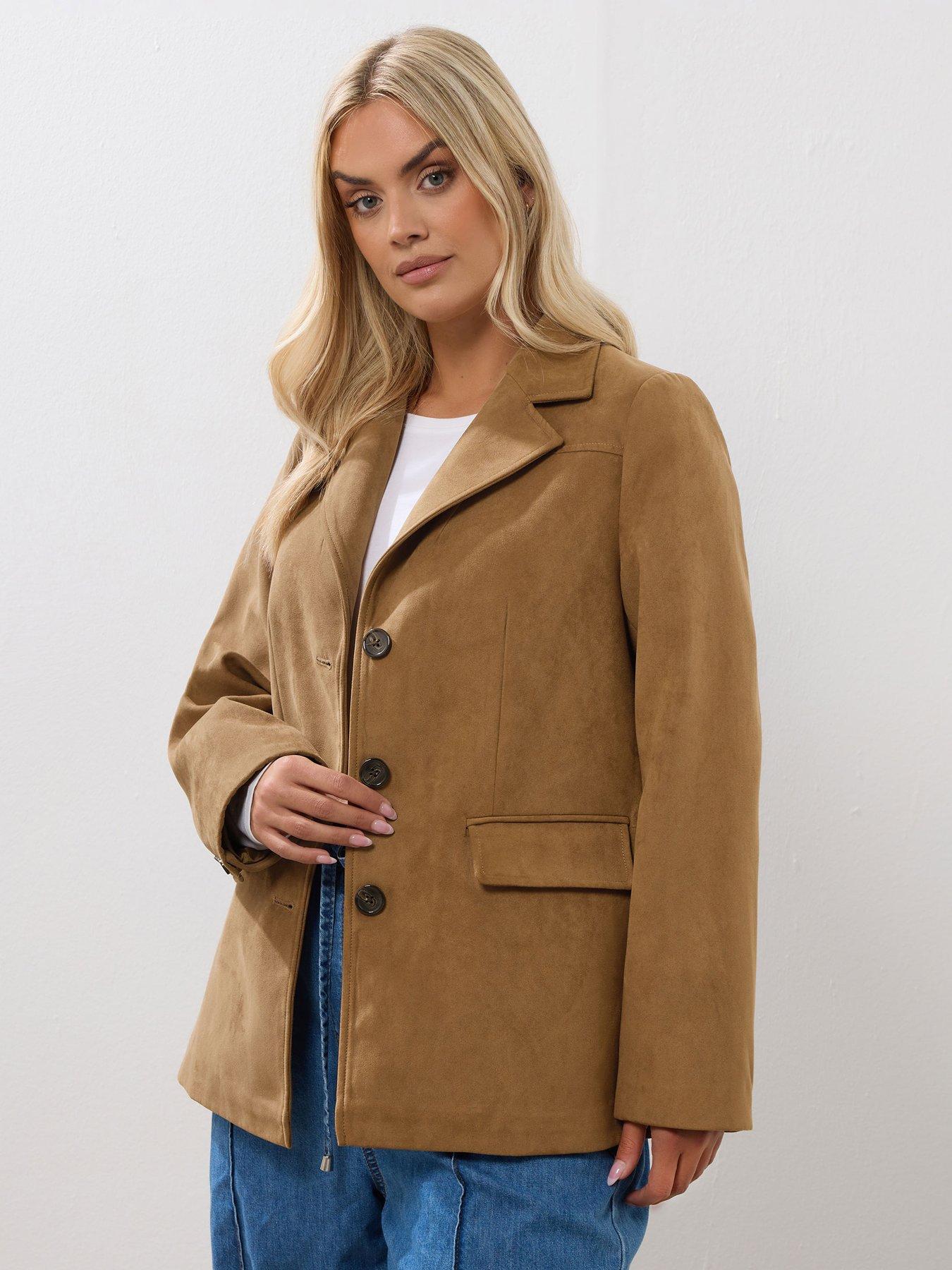 yours-curve-suedette-blazer-brown