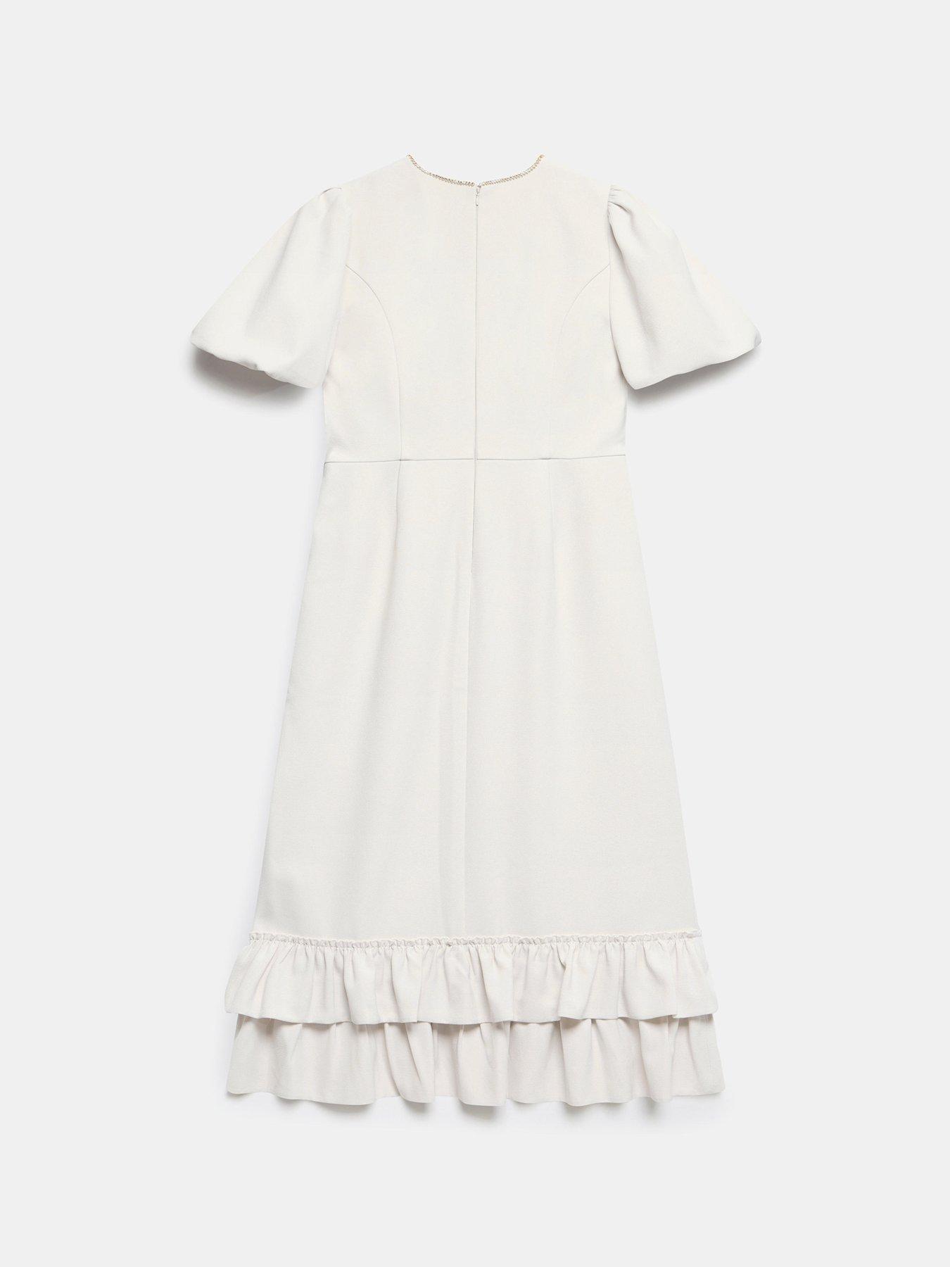  image of mint-velvet-diamante-trim-midi-dress-cream