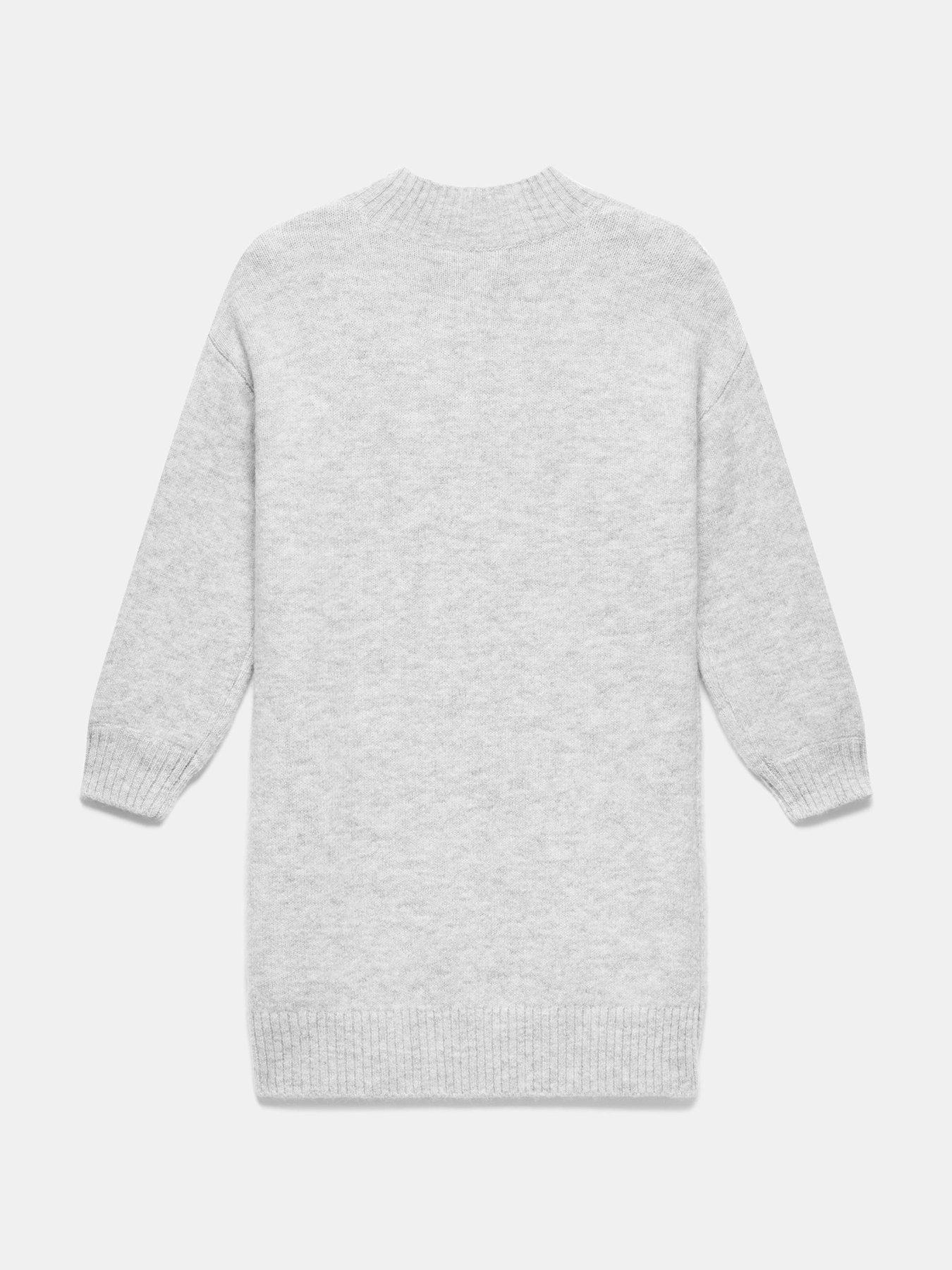  image of mint-velvet-bow-cosy-knit-dress-grey