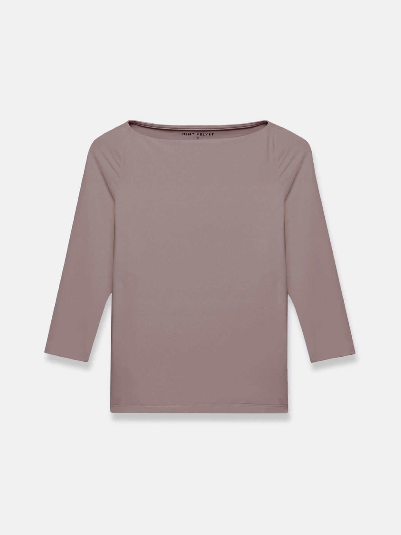  image of mint-velvet-wide-neck-layering-top-brown