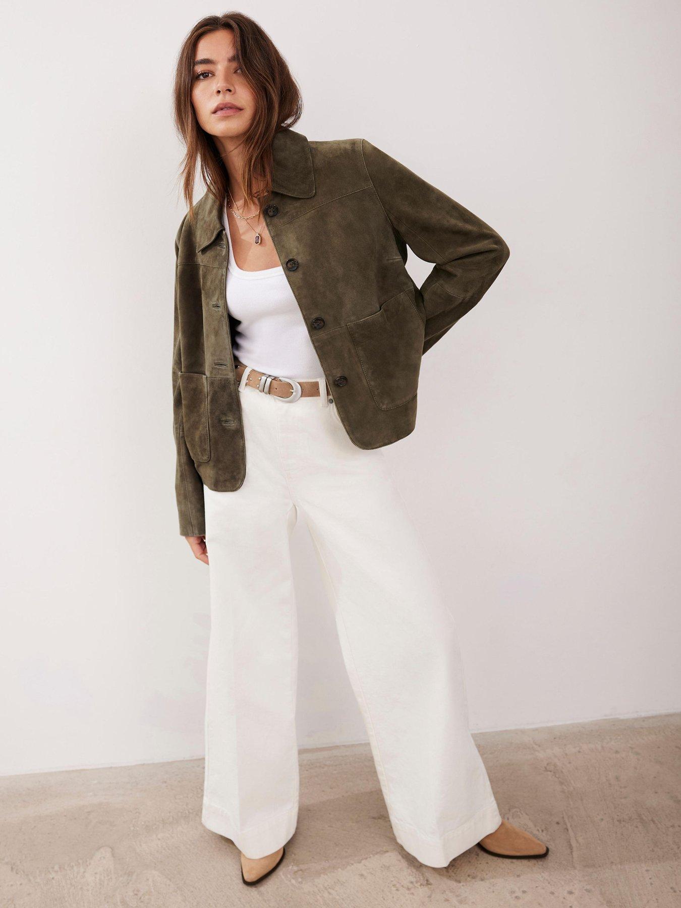 stillFront image of mint-velvet-khaki-suede-pocket-jacket-green