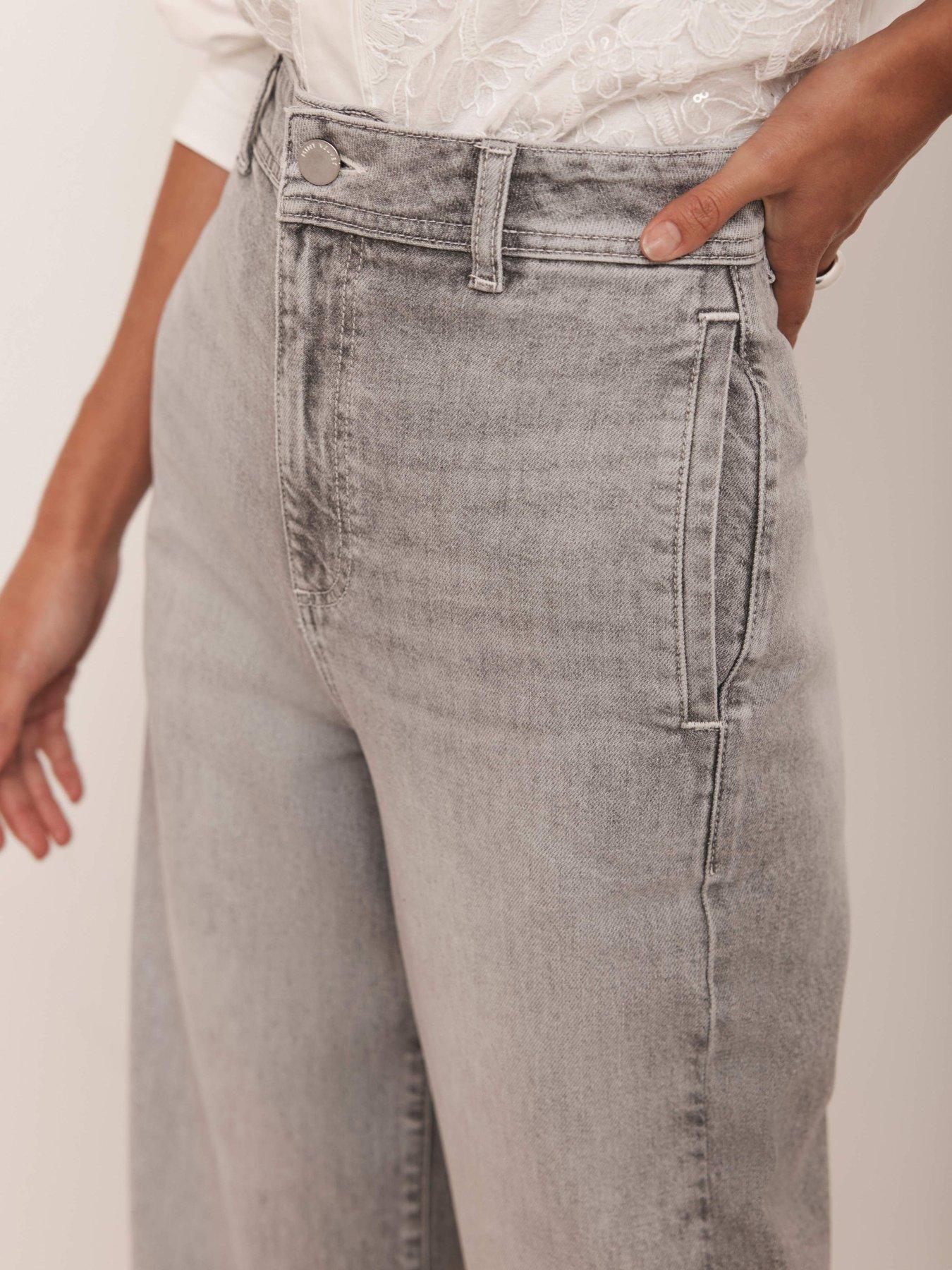 Image 3 of 6 of Mint Velvet Washed Clean Wide Jean - Grey