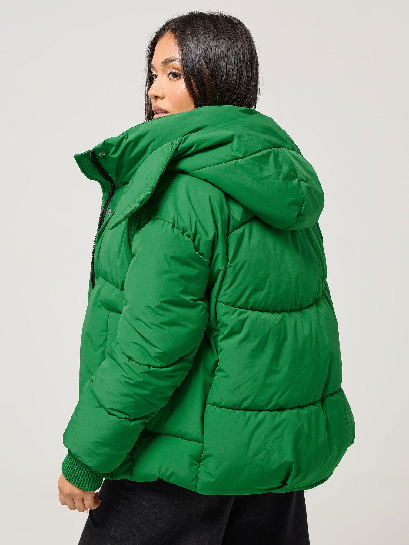 Image 2 of 4 of PixieGirl Petite Short Padded Hooded Jacket - Green