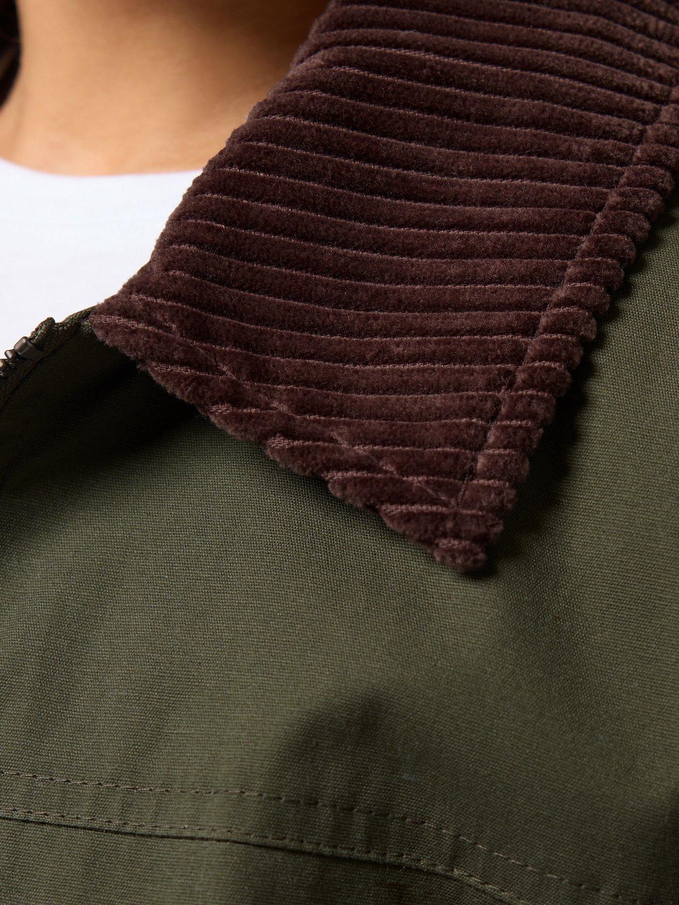 Image 4 of 4 of PixieGirl Petite Contrast Cord Collar Barn Jacket - Green