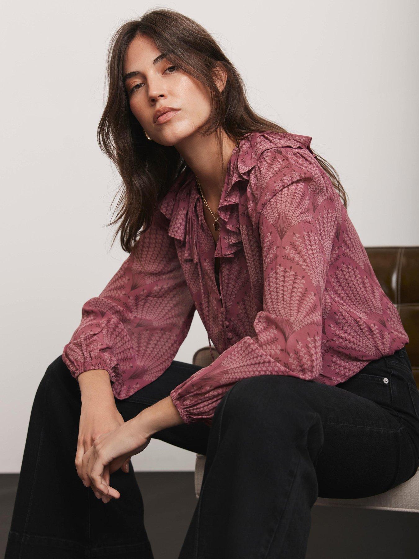  image of mint-velvet-paisley-print-top-red