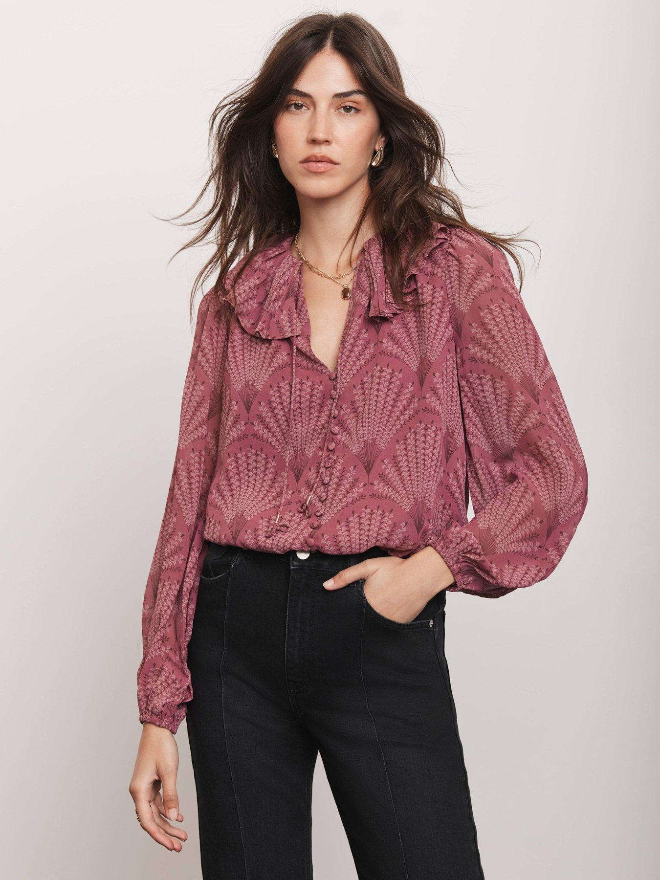  image of mint-velvet-paisley-print-top-red