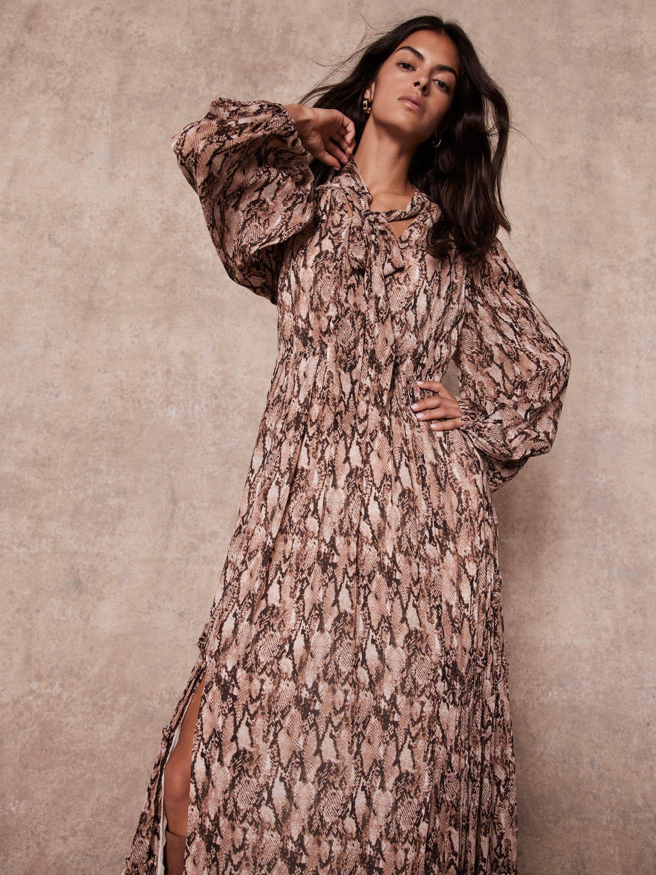 mint-velvet-snake-print-dress-brown