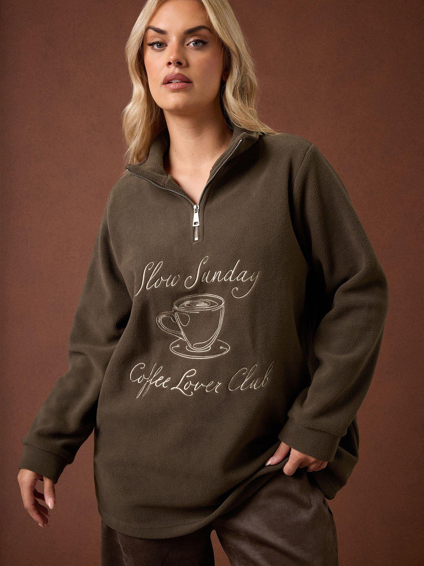 Yours Curve Half Zip Fleece - Brown