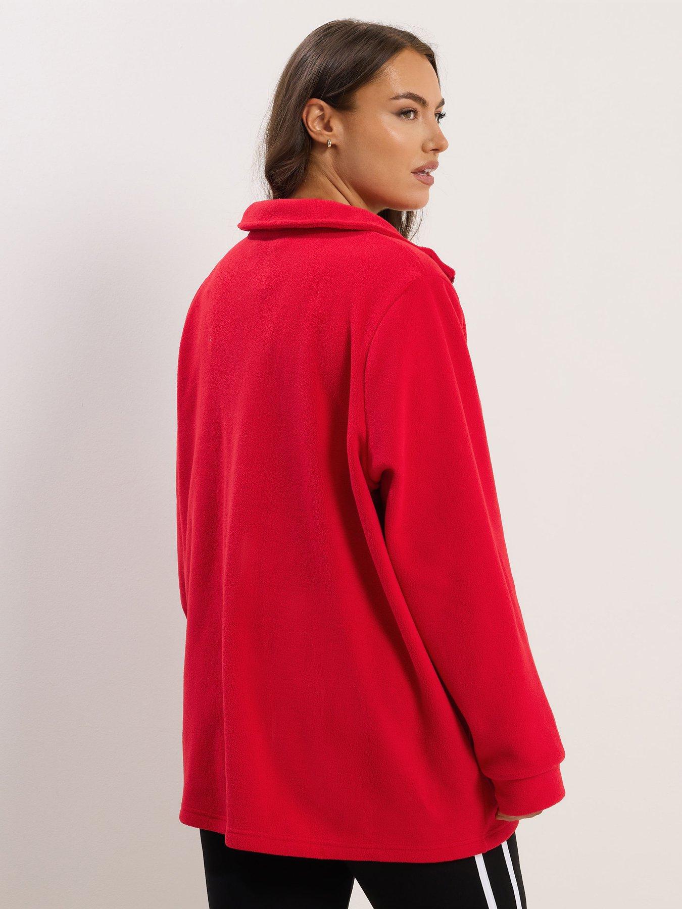 Image 2 of 4 of Yours Curve Half Zip Fleece - Red