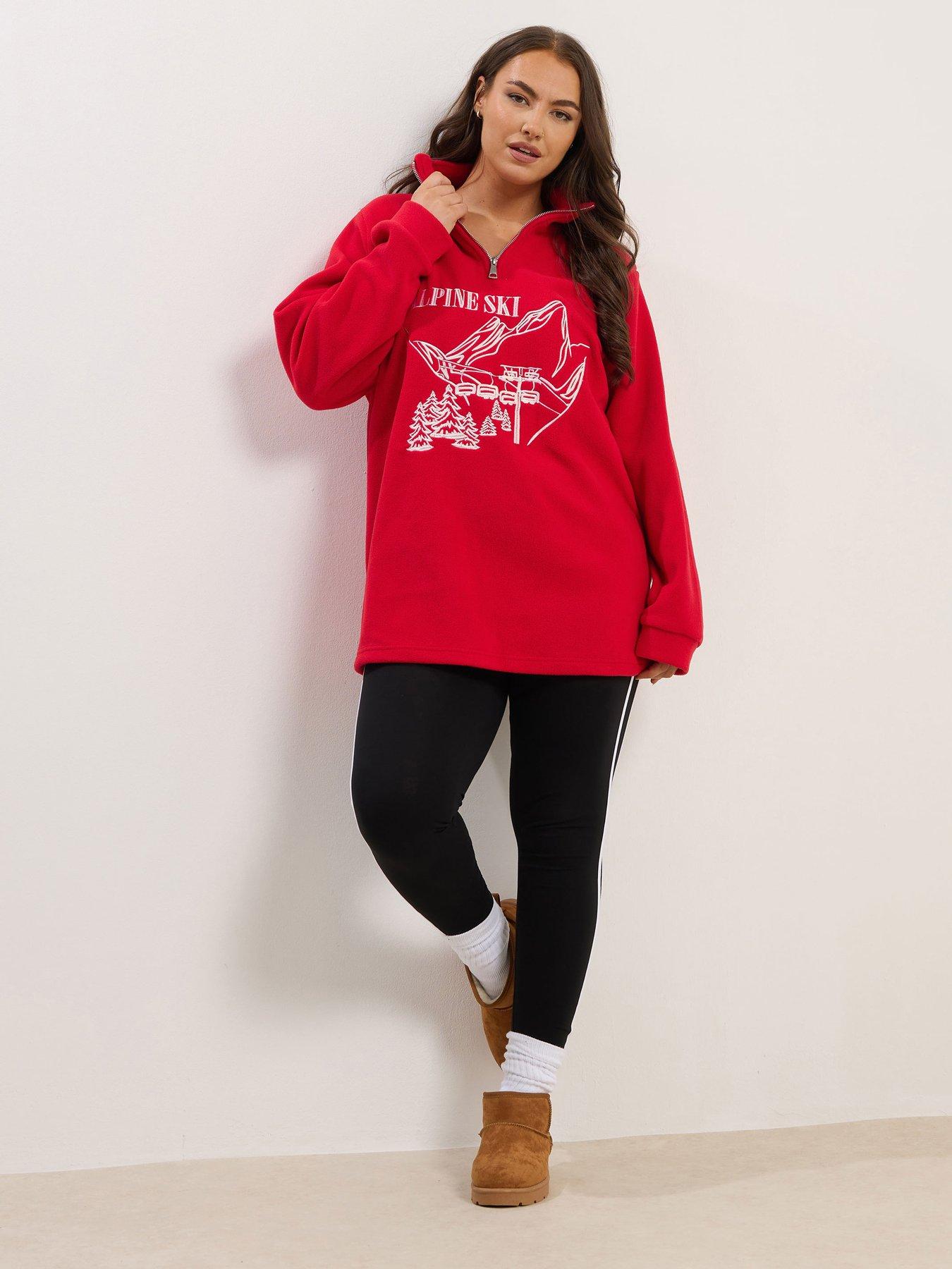 Image 3 of 4 of Yours Curve Half Zip Fleece - Red