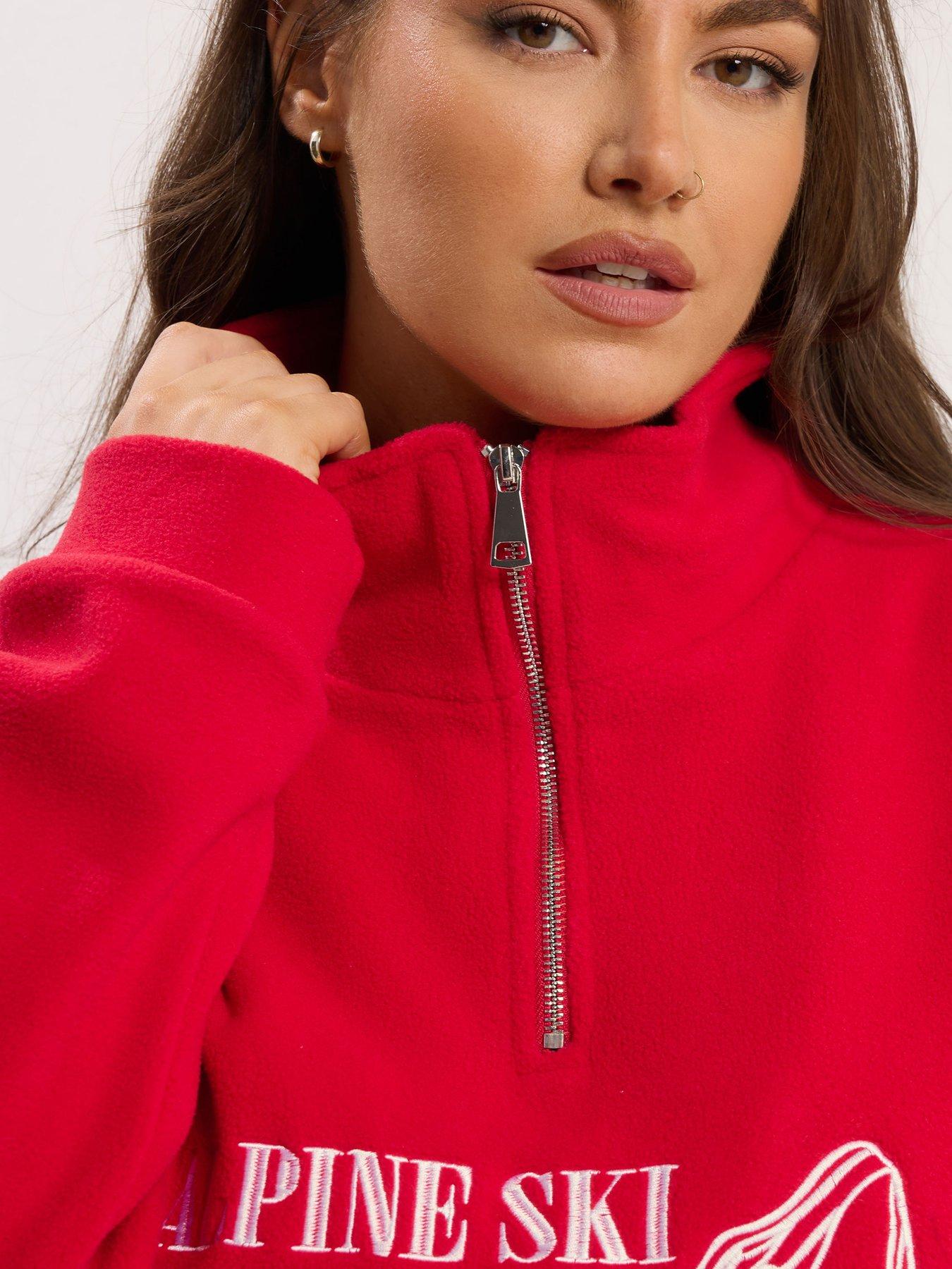 Image 4 of 4 of Yours Curve Half Zip Fleece - Red