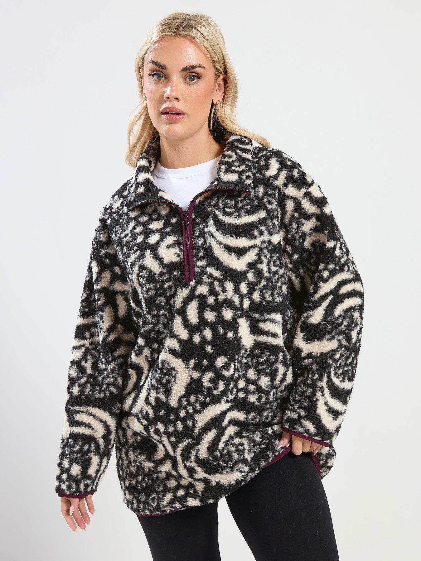 Image 1 of 5 of Yours Curve Half Zip Mini Borg Fleece - Black