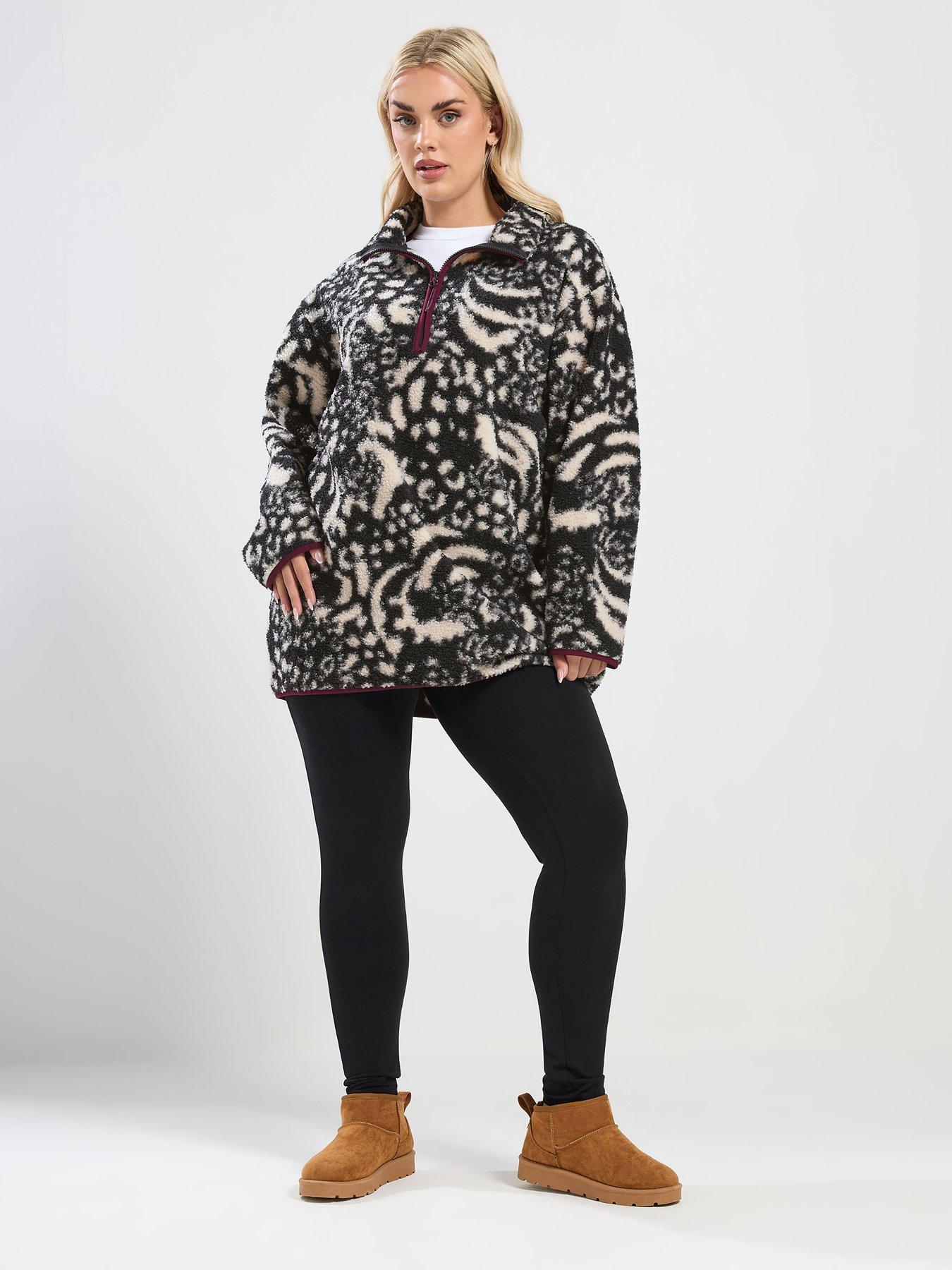 Image 3 of 5 of Yours Curve Half Zip Mini Borg Fleece - Black