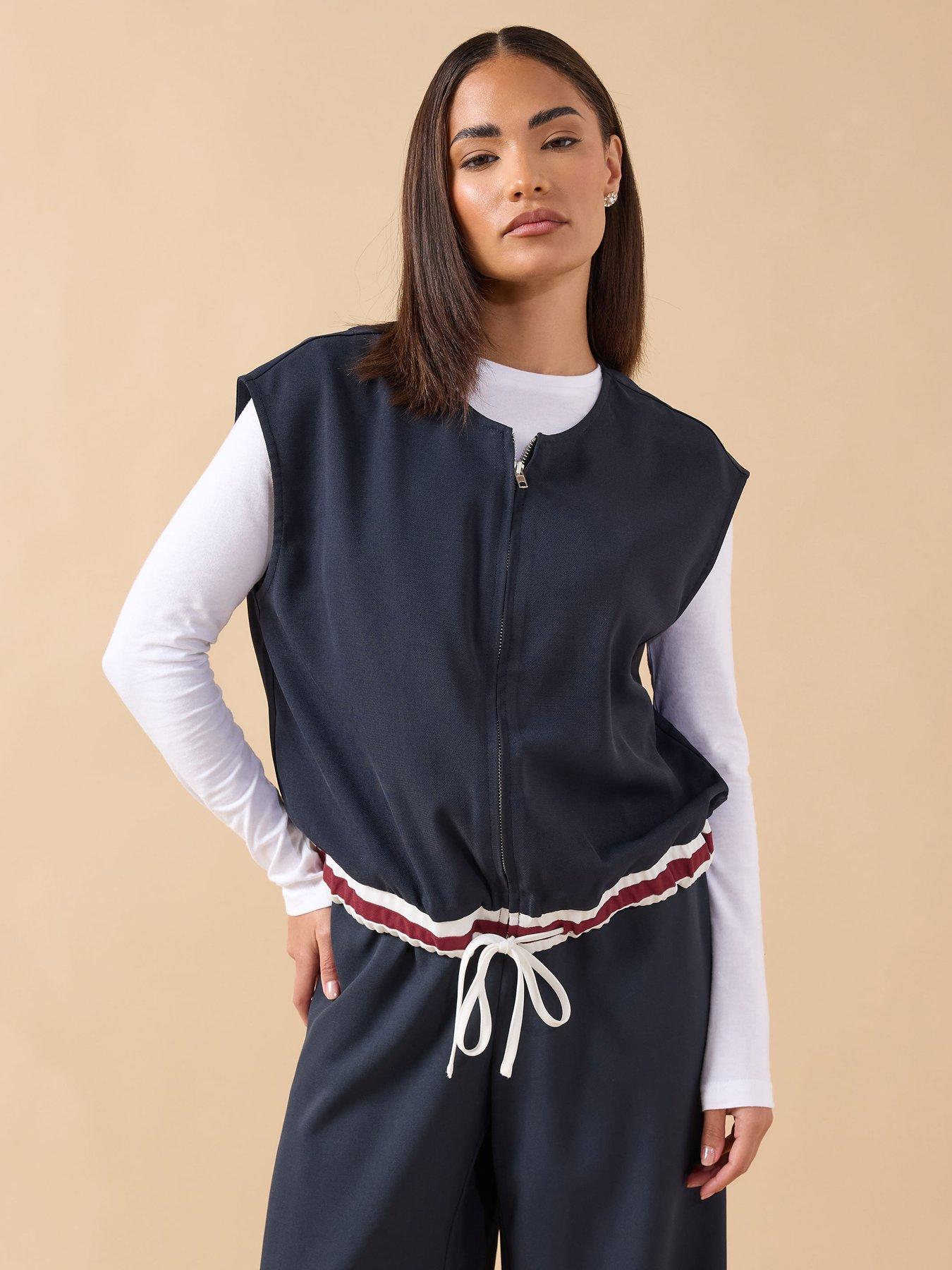 Image 1 of 4 of PixieGirl Petite Contrast Hem Gilet - Blue